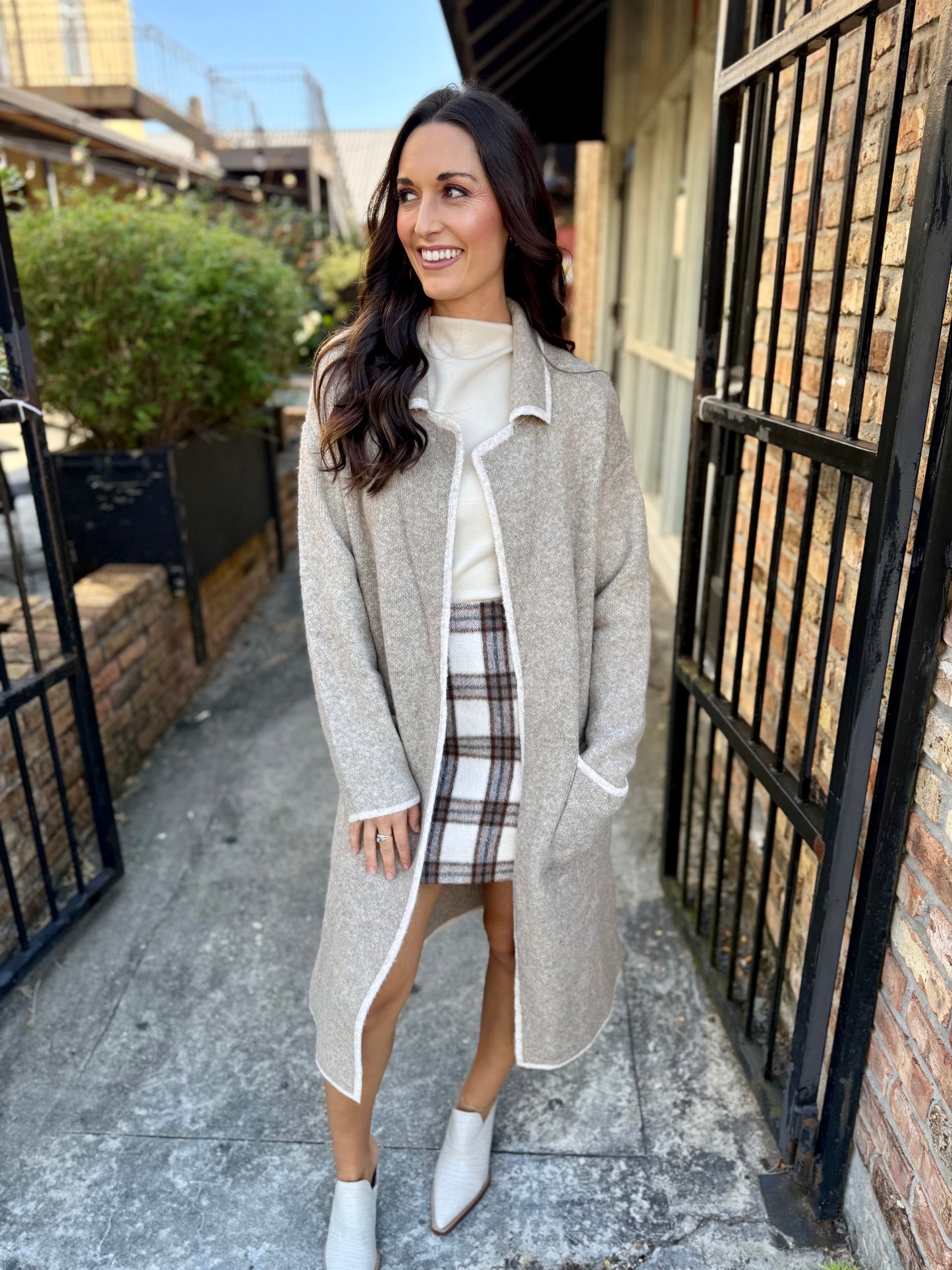 Cody Collar Sweater Jacket- Lt Mocha