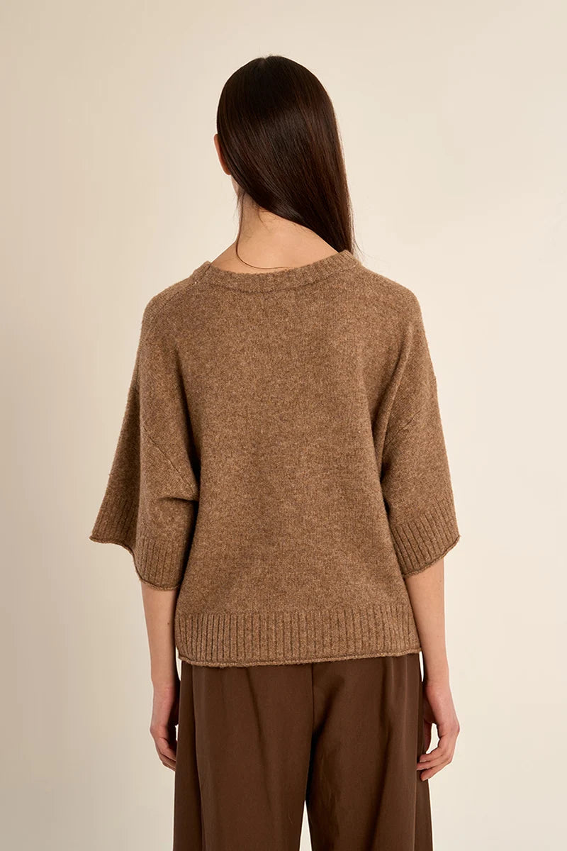 Fallow Flared Sweater Top- Camel