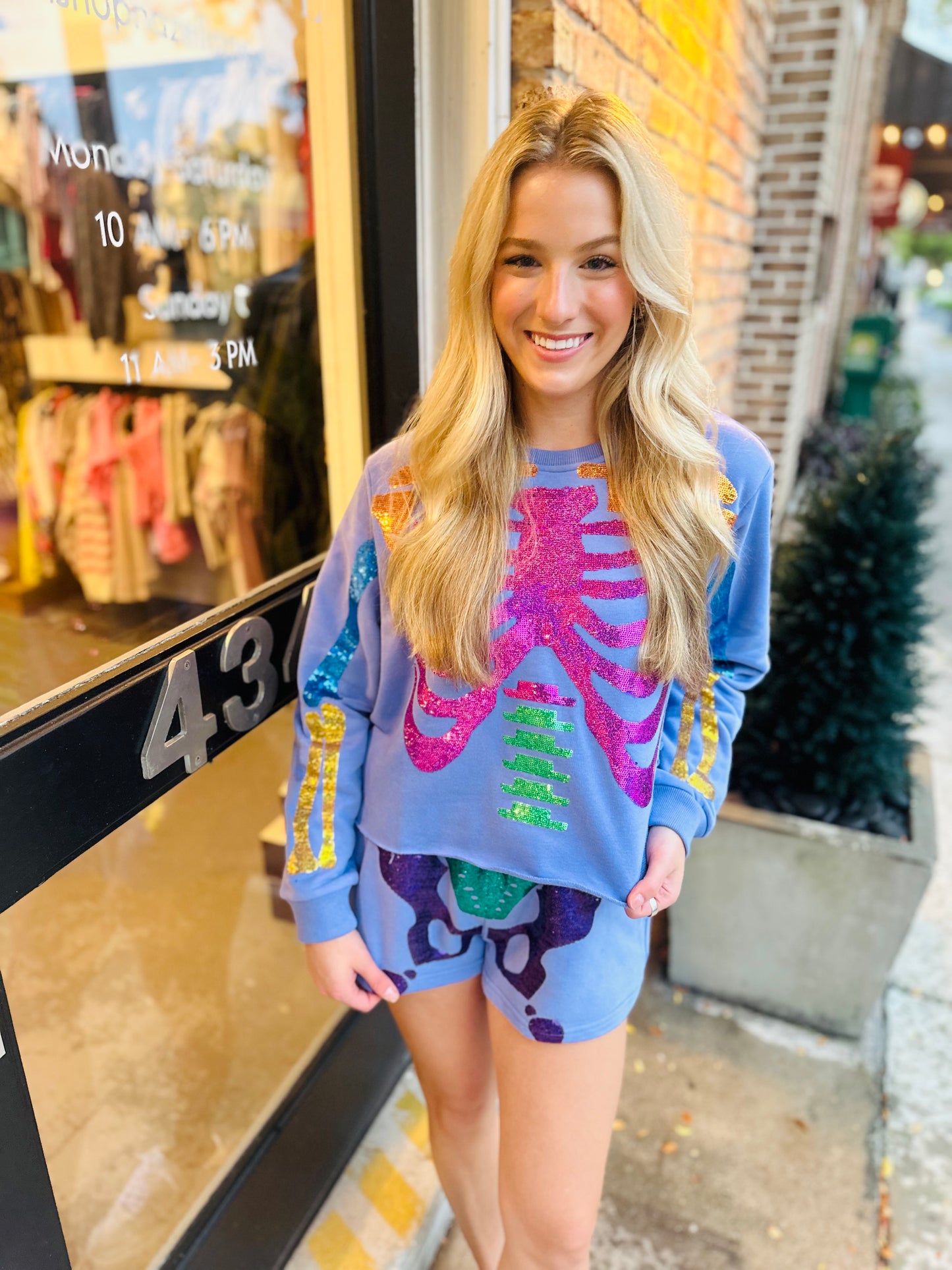 Tonal Skeleton Shorts- Purple