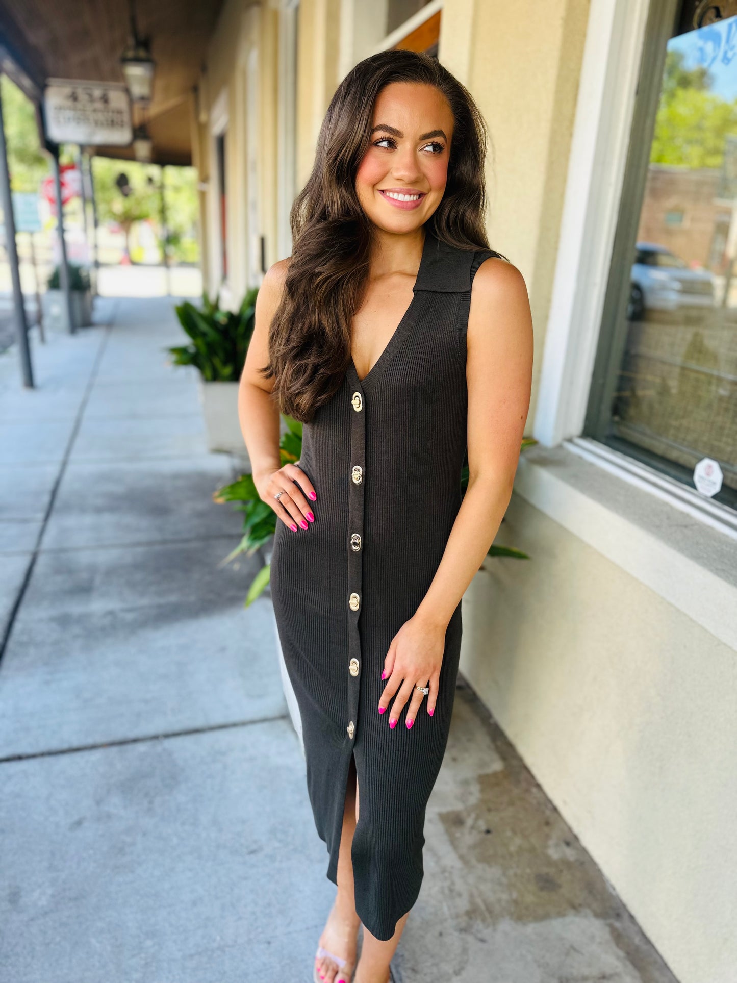 Mallory Midi Dress- Dark Olive