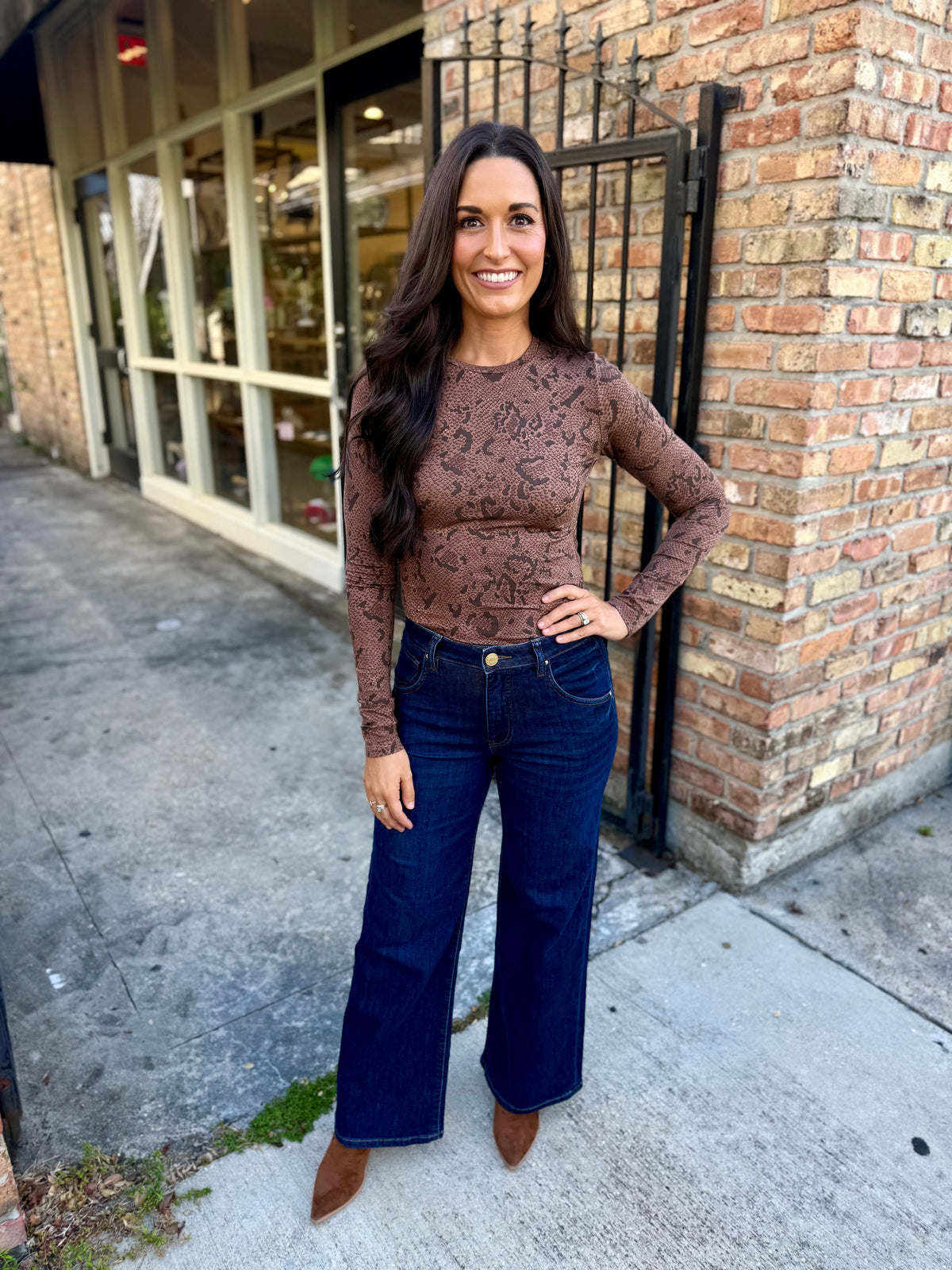 Z Supply Onyx Snake LS Top- Cocoa Bean