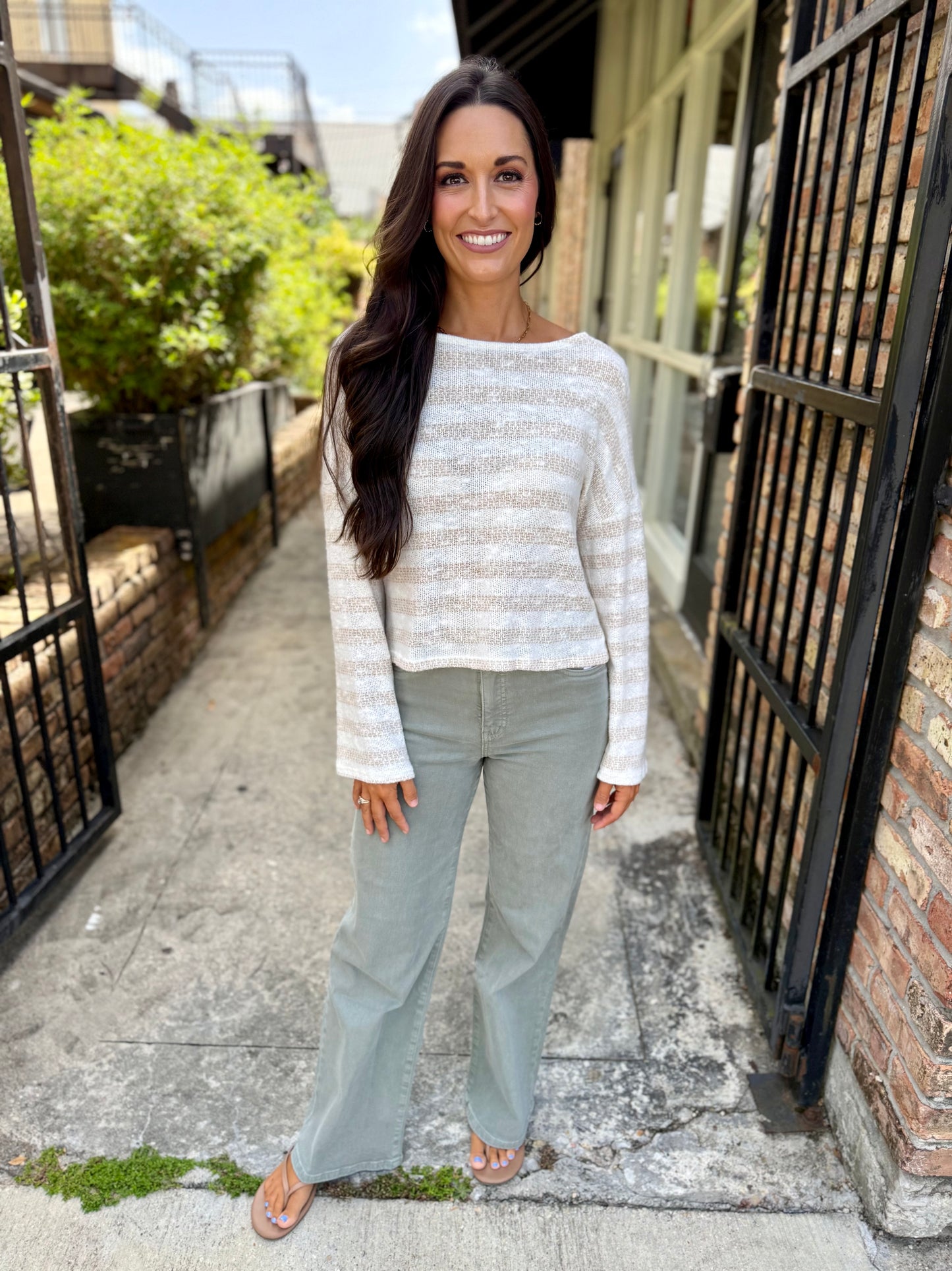 Billie Stripe Brushed Crewneck Top