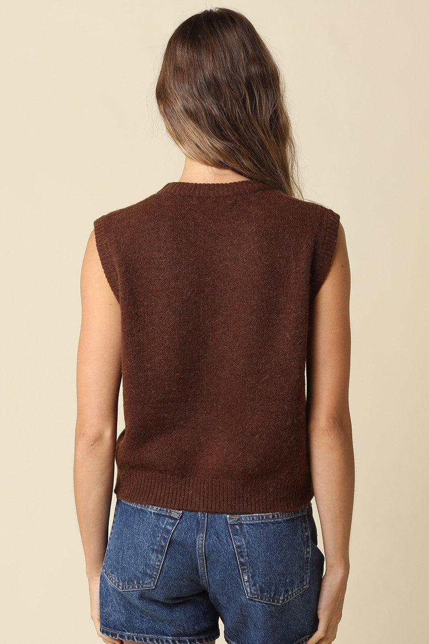 Rosa Essential Sweater Vest- Brown