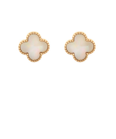 Clover Stud Earrings- Cream