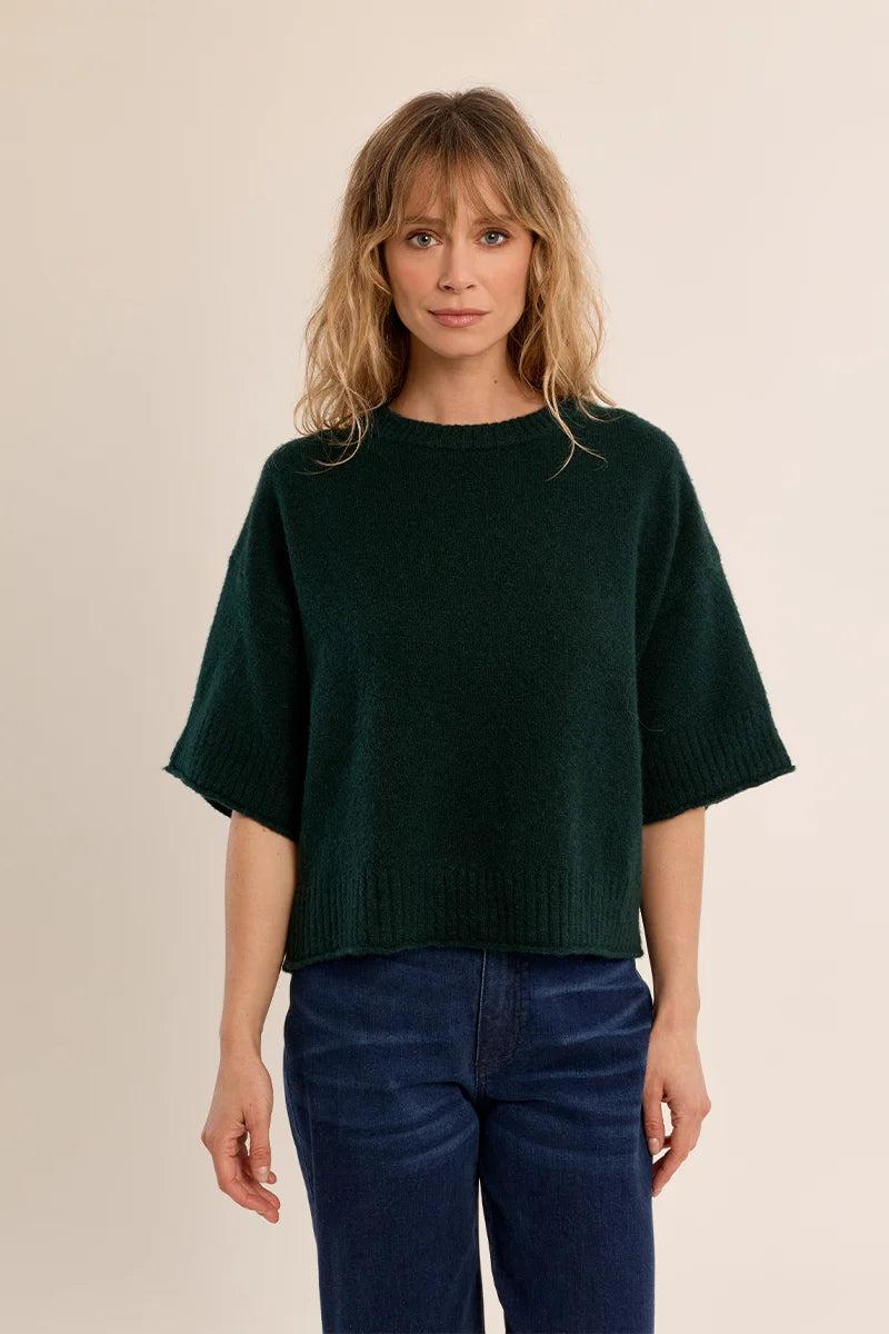 Fallow Flared Sweater Top- Green