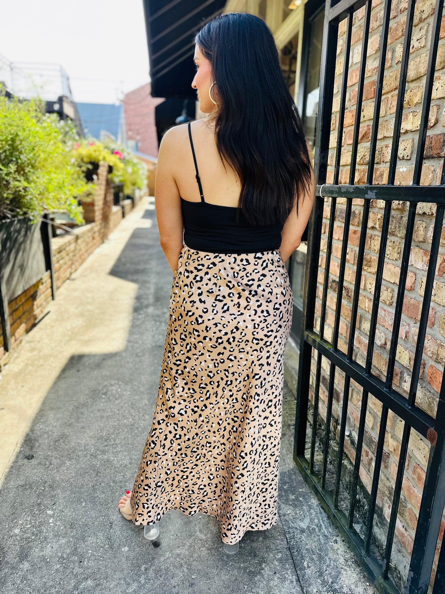 Shelby Satin Maxi Skirt- Leopard
