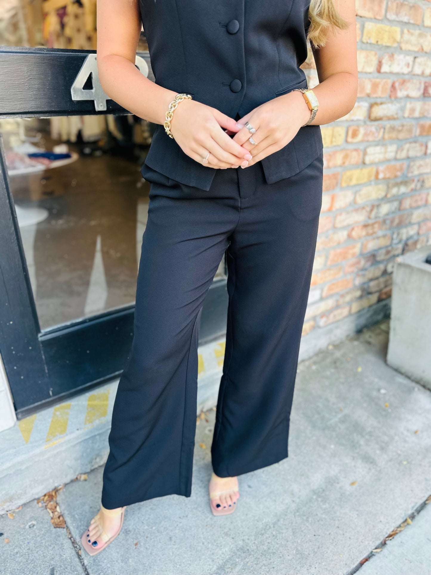 Brynn Button Down Sweet Heart Vest- Black