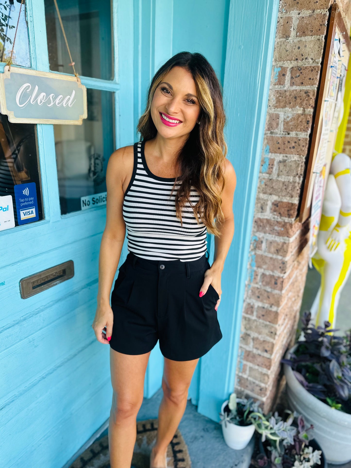 Z Supply Classic Striped Scoop Tank- Black