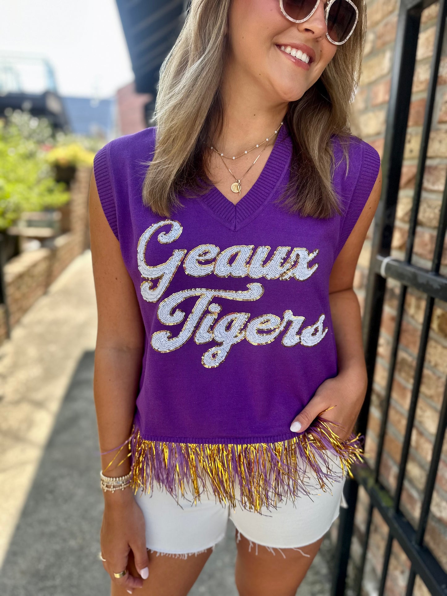 Geaux Tigers Feather Bottom Sweater Tank