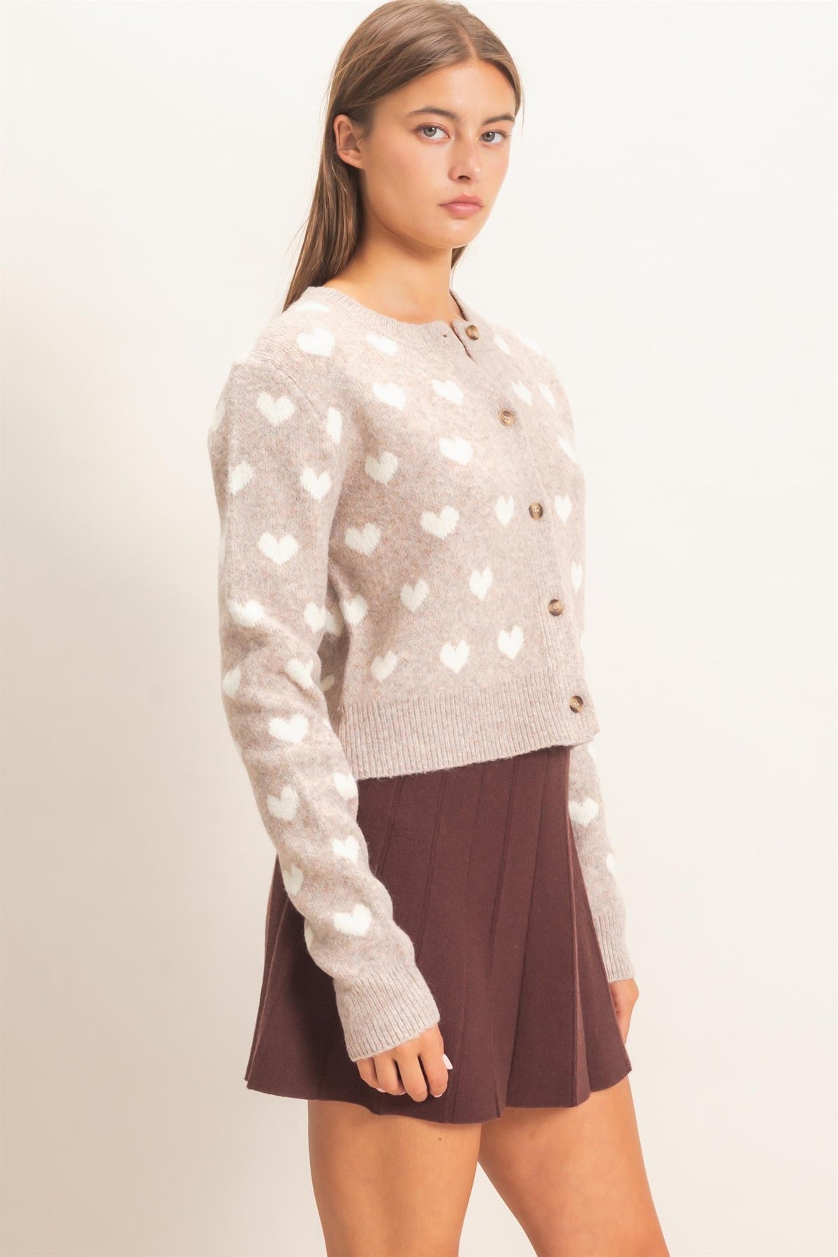 Heart Cardigan- Taupe