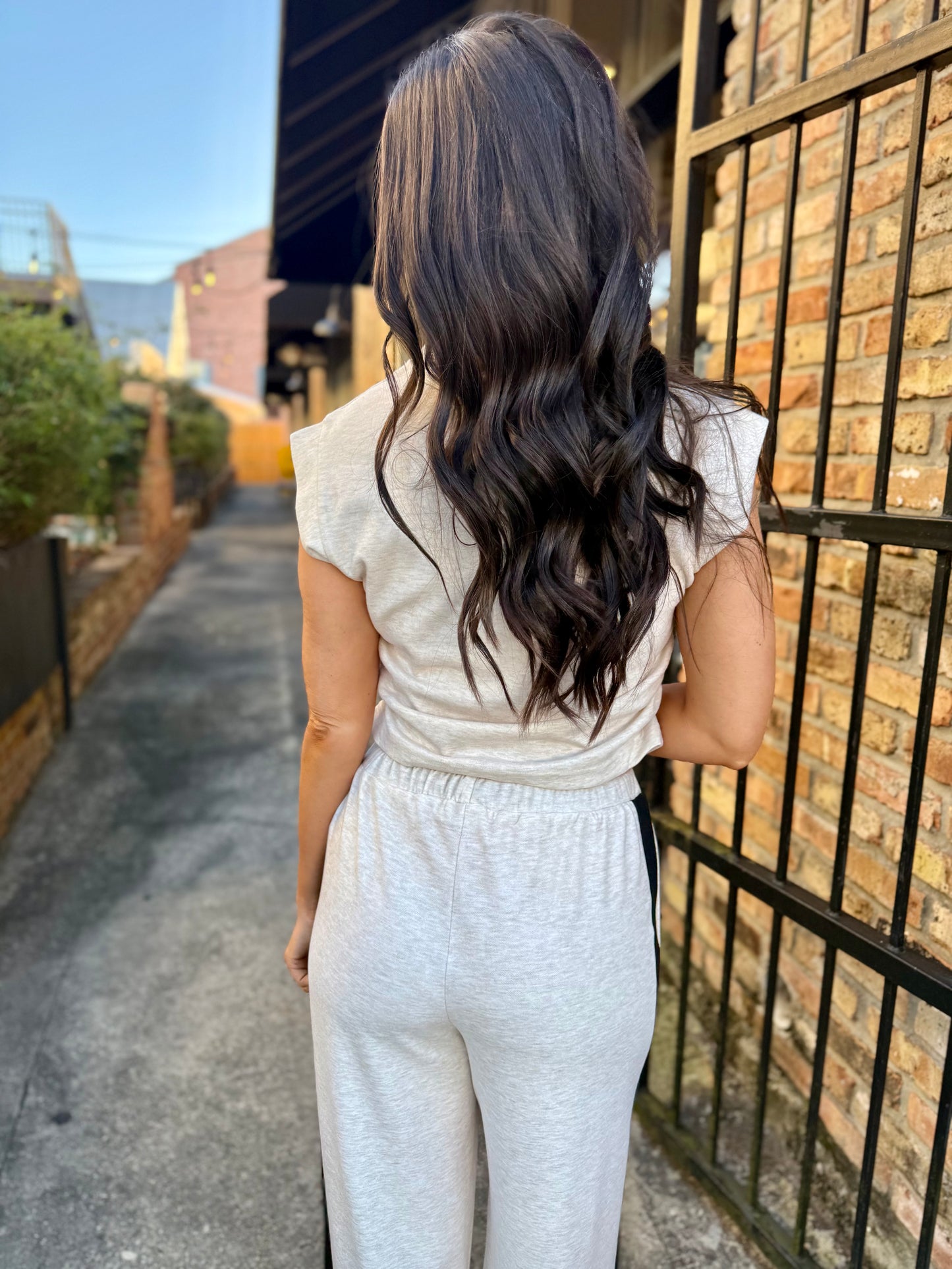 Metro Ruched Knit Top- Oatmeal