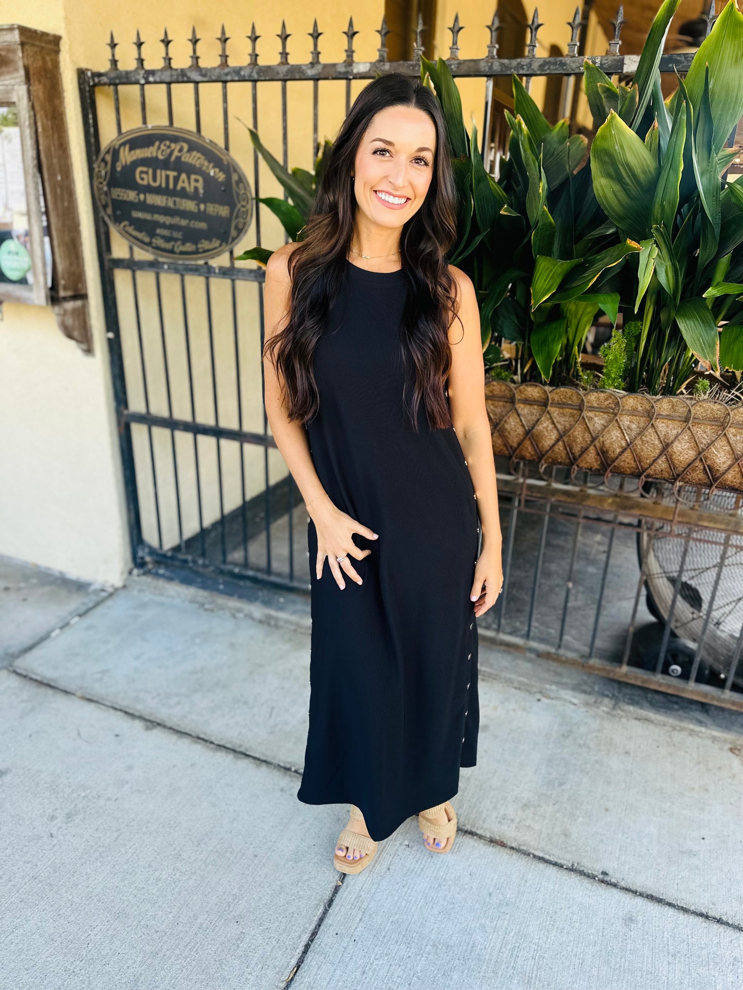 Karen Button Detail Maxi- Black