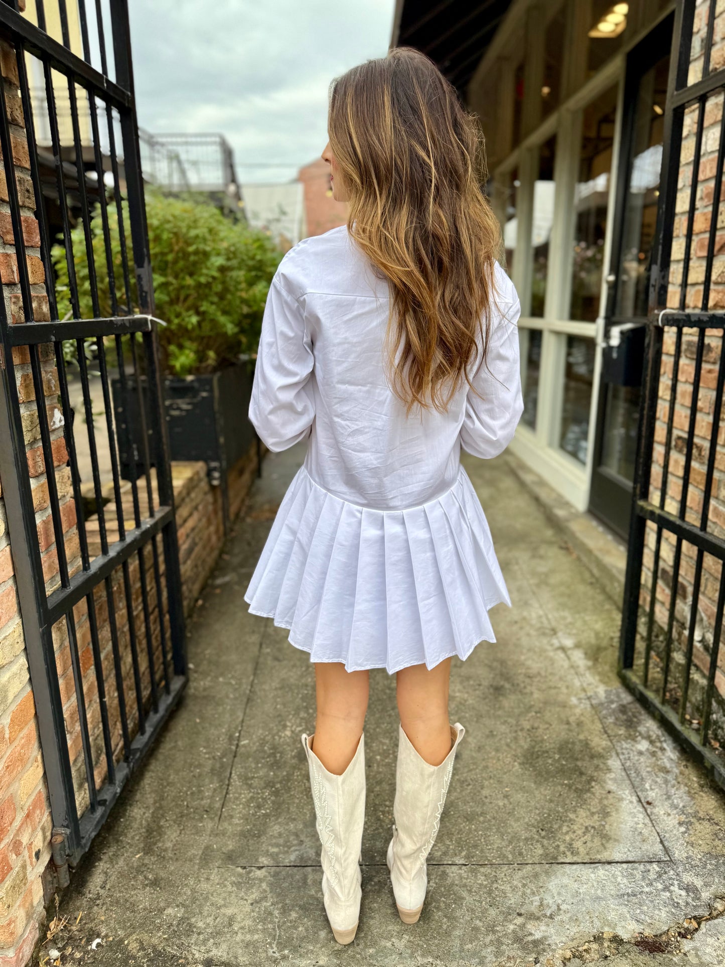 Ava Button Down Shirt Dress- White