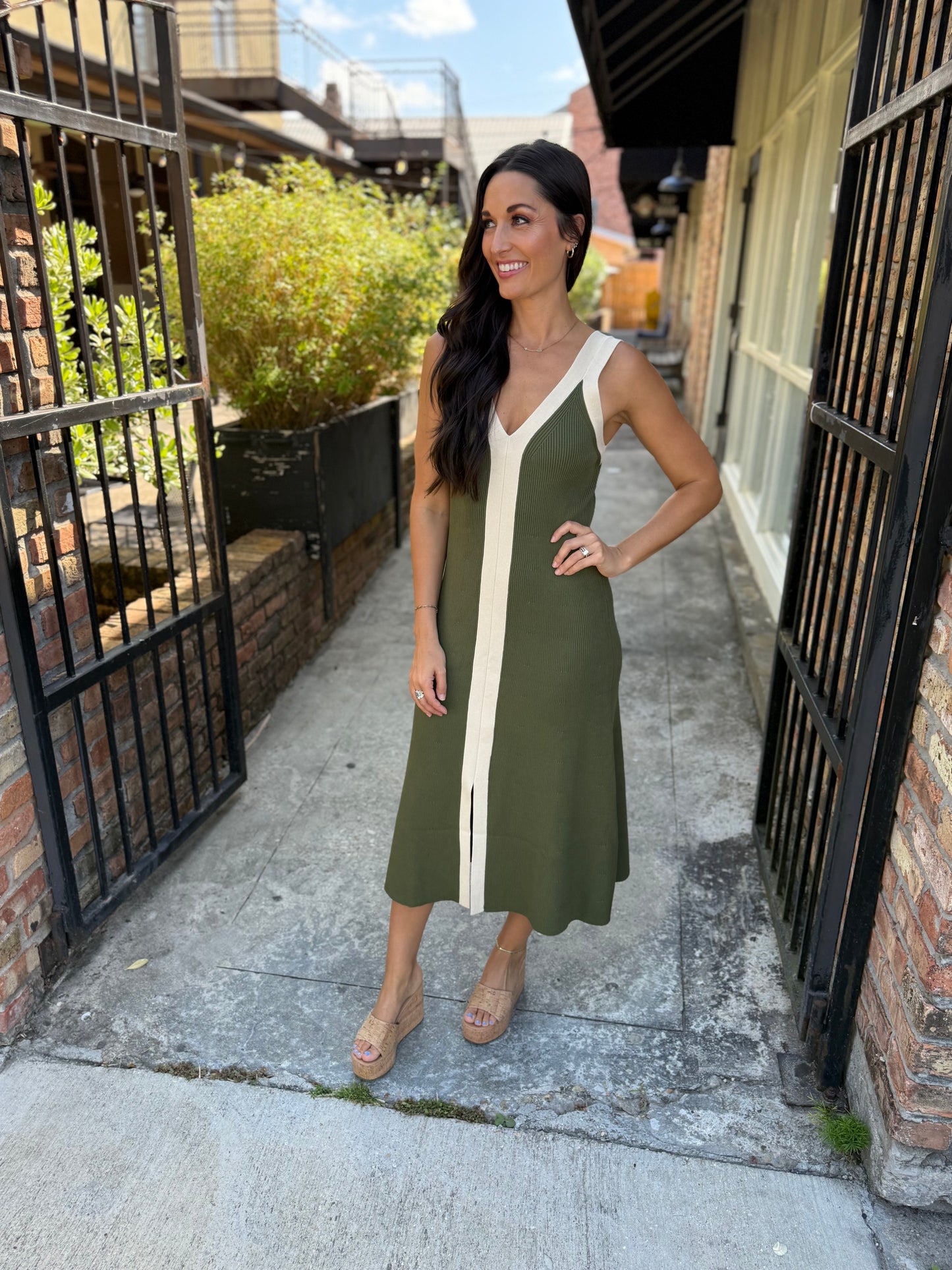 Analise Colorblock Maxi Dress- Olive