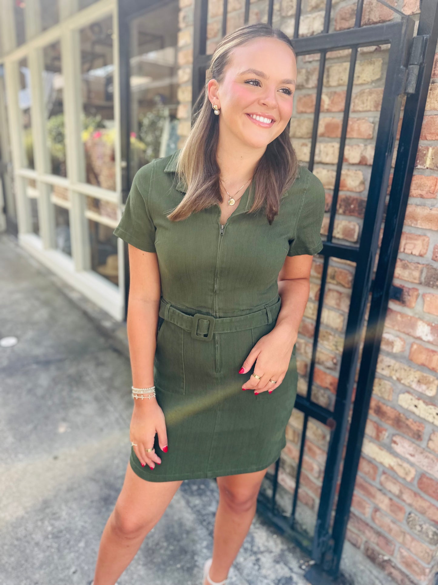 Clear Eyes Belted Dress- Green