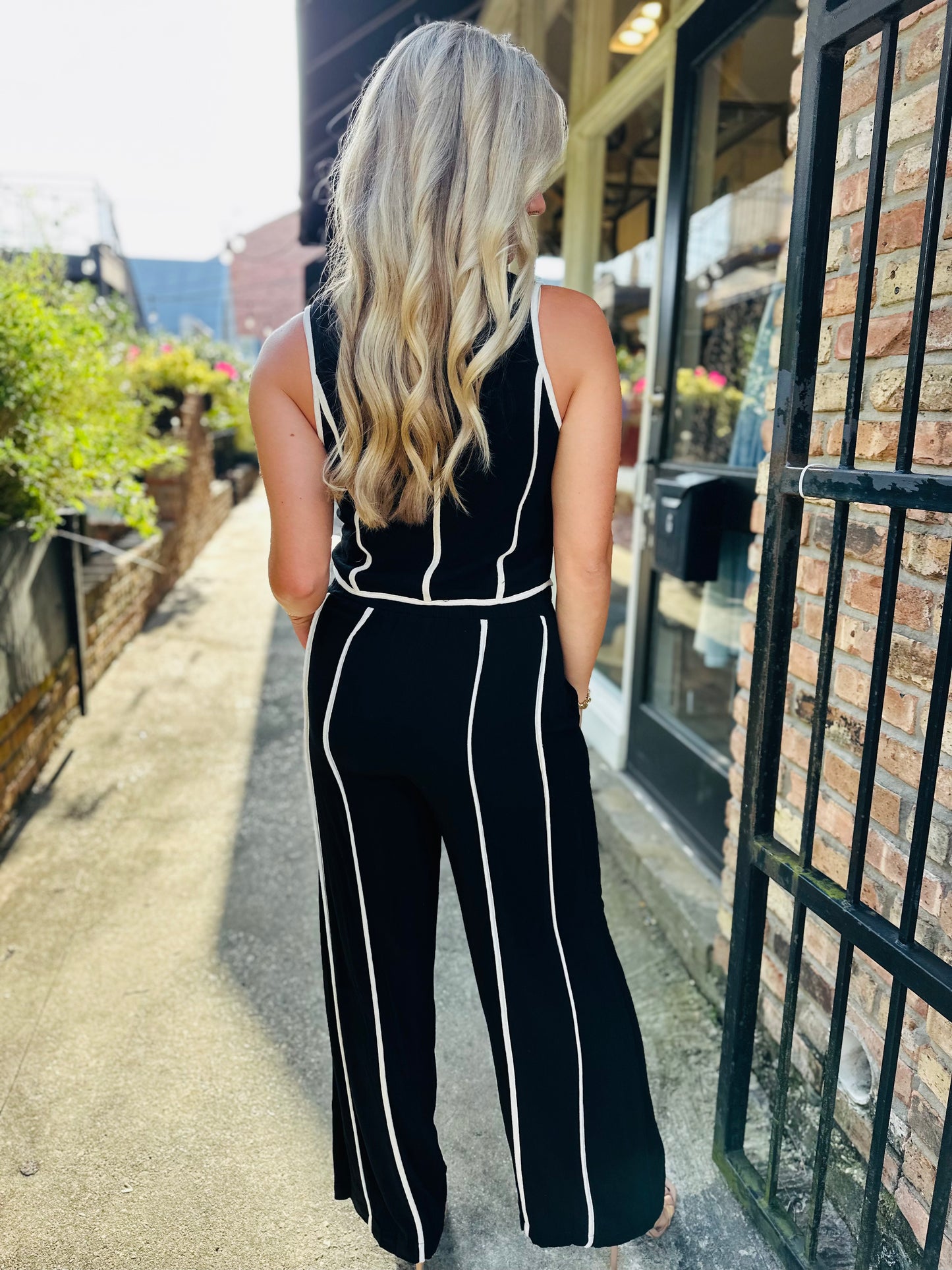 Binding Linen Pants- Black