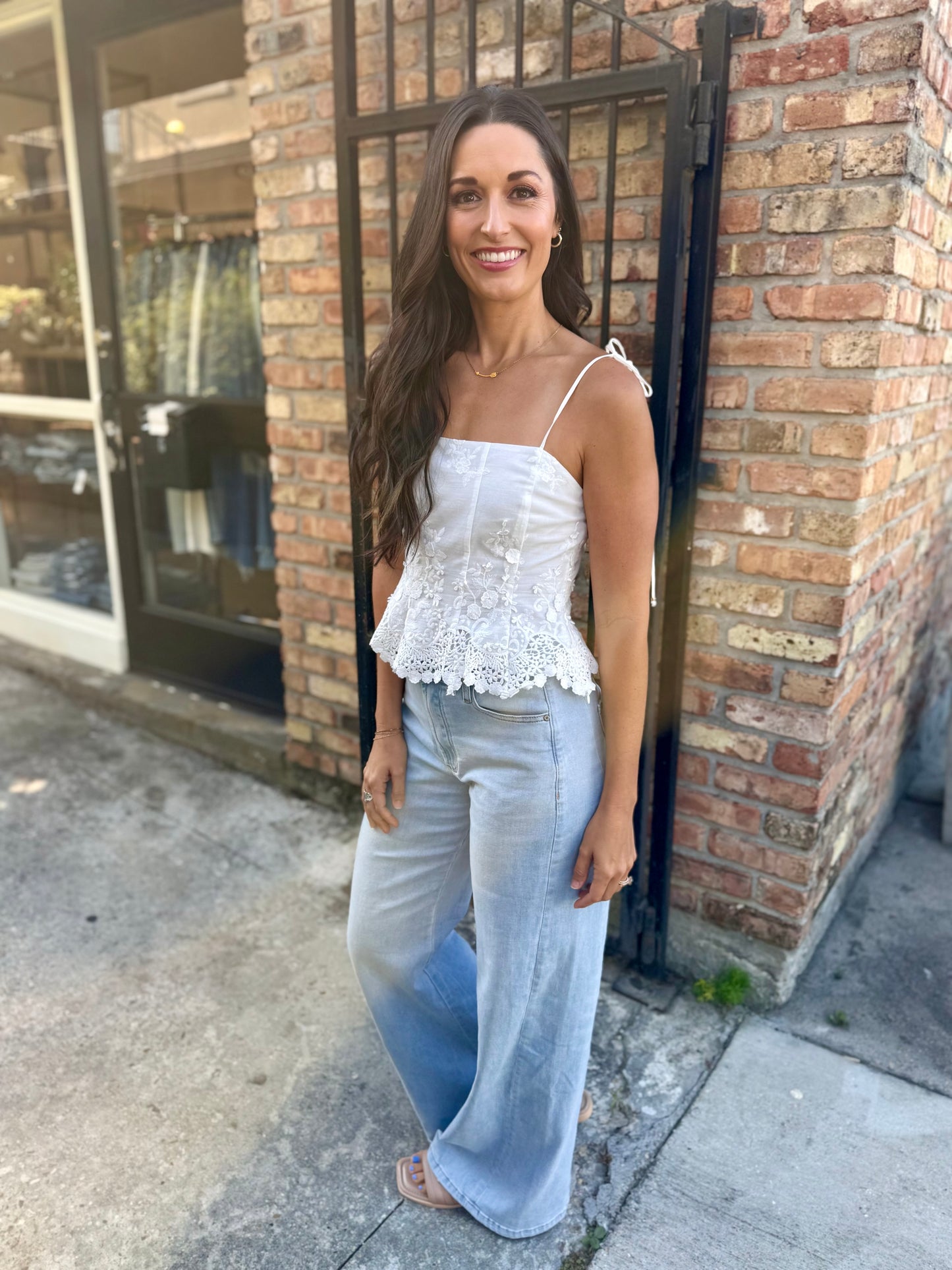 Alice Eyelet Top- White