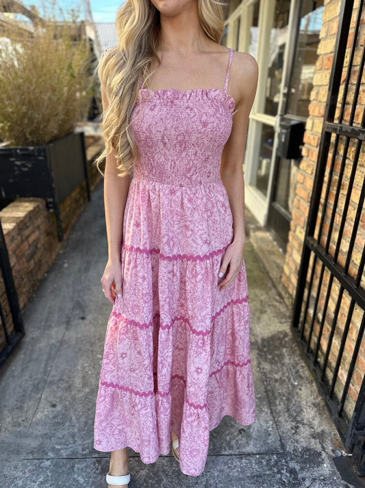 Emma Floral Mono Maxi Dress- Pink Combo