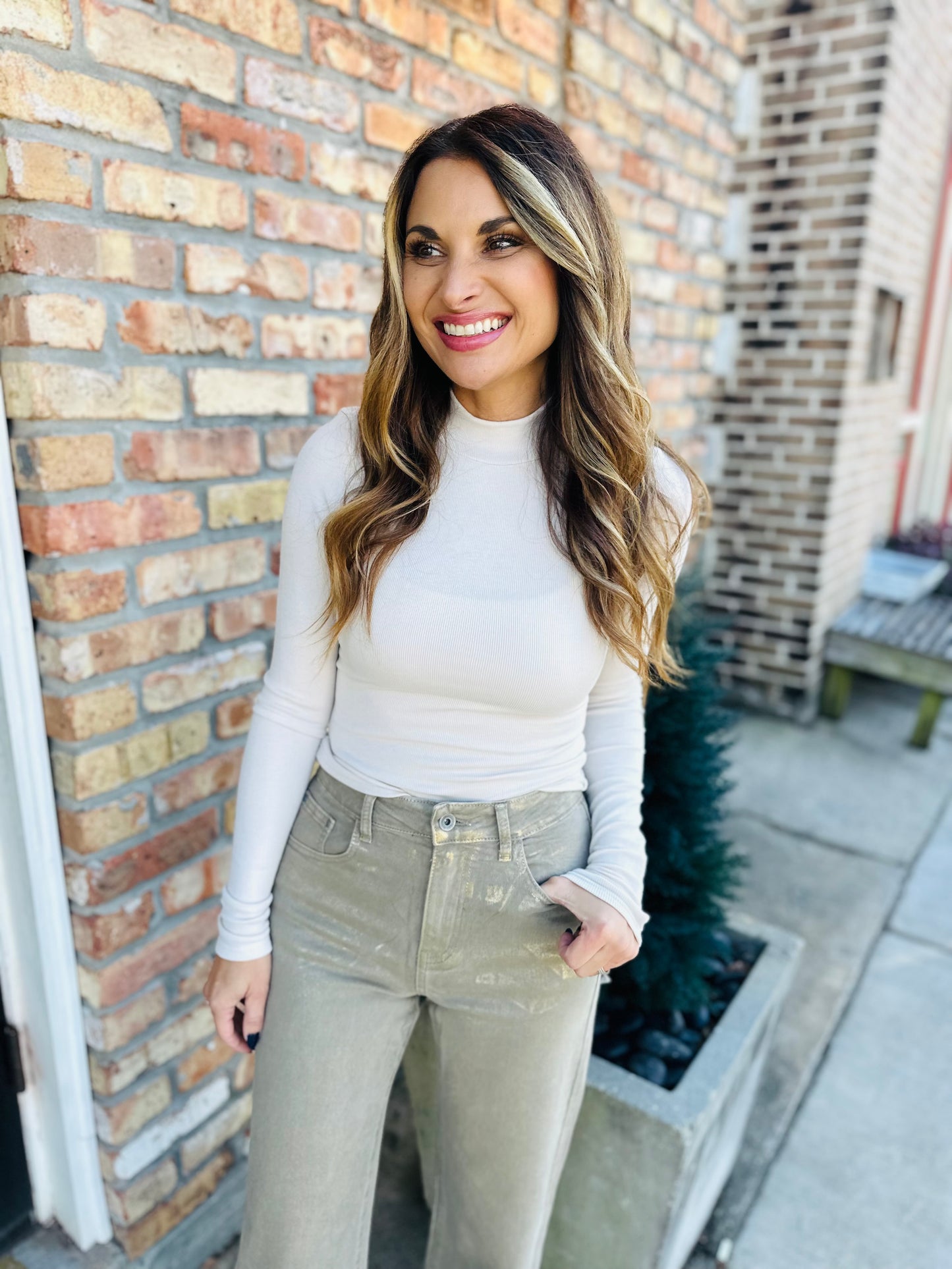 Ronan Mock Neck Top- Cream