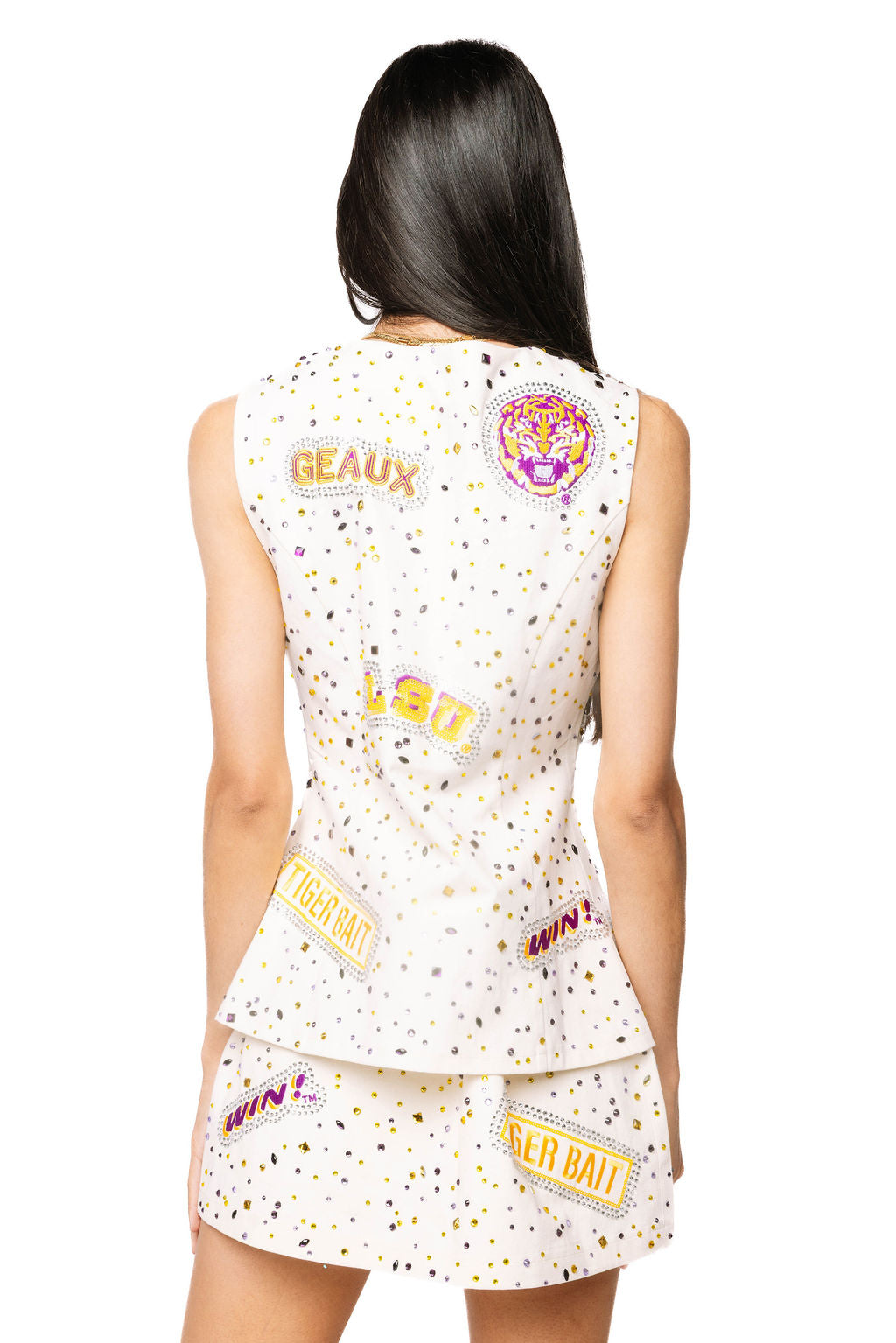 Queen LSU Scattered Logo Rhinestone Skirt