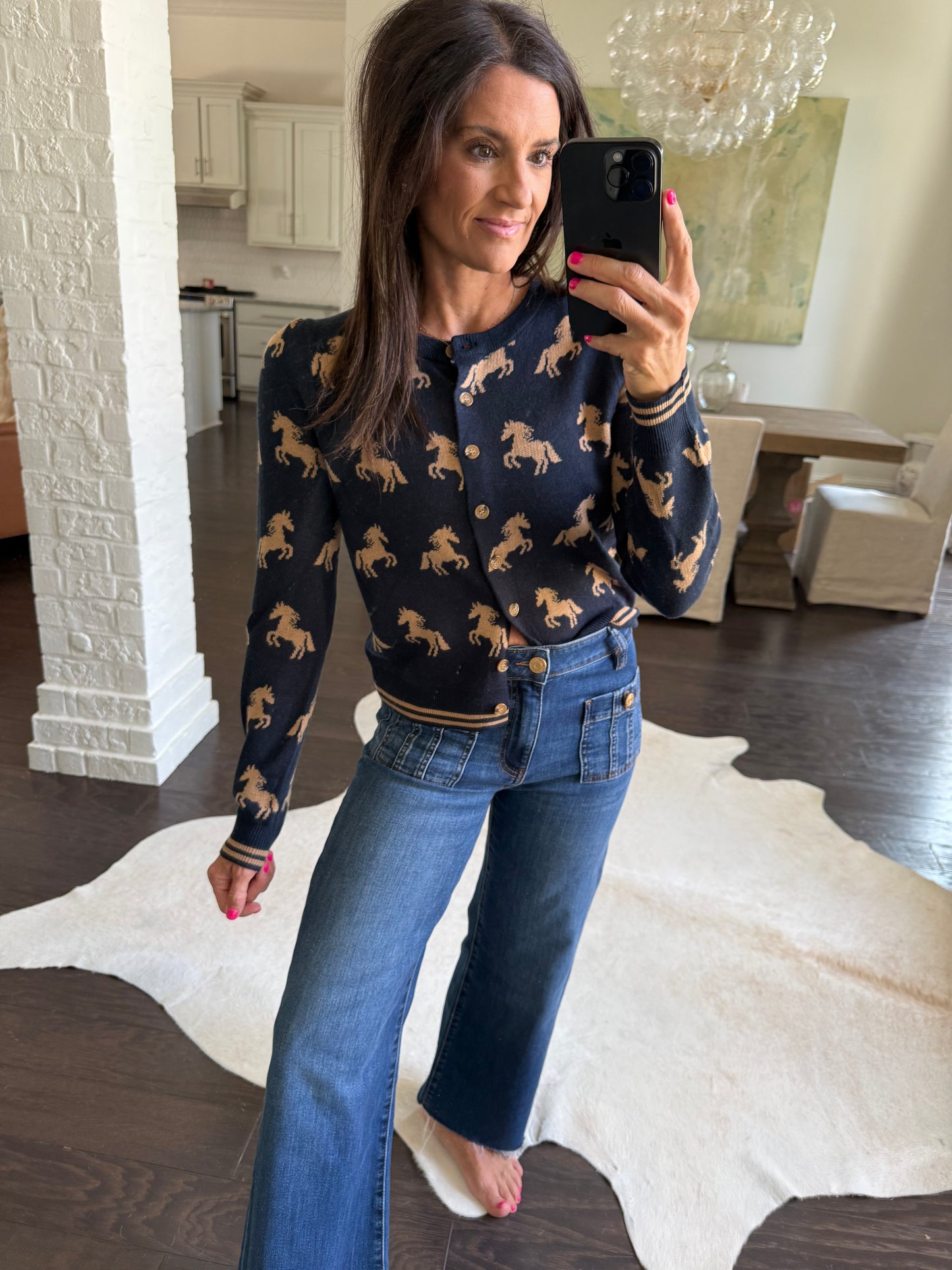 Astra Horse Cardigan- Navy