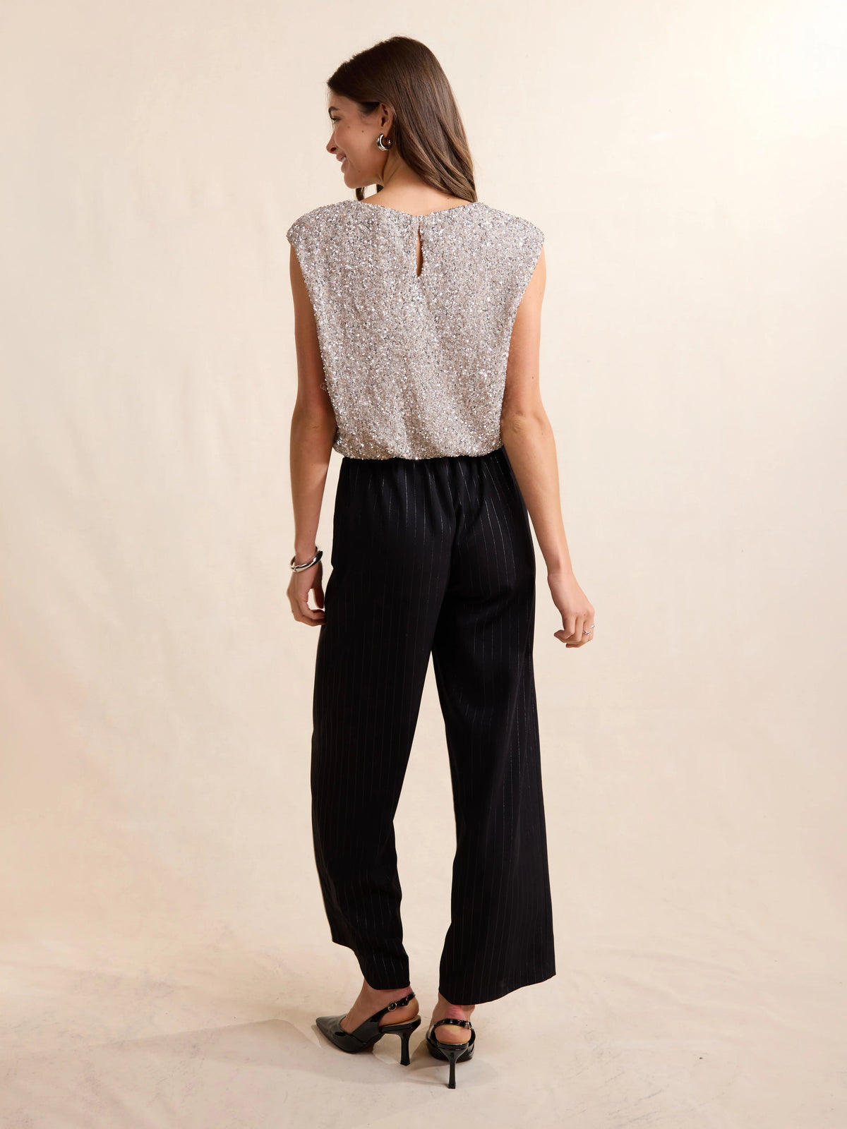 Luster Sequin Top- Silver