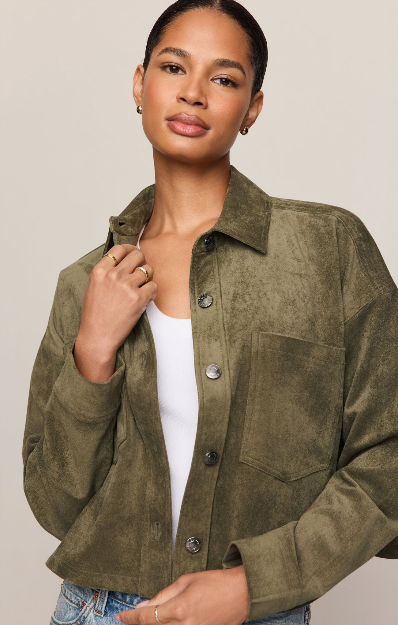 Z Supply All Day Cropped Suede Jacket- Monstera