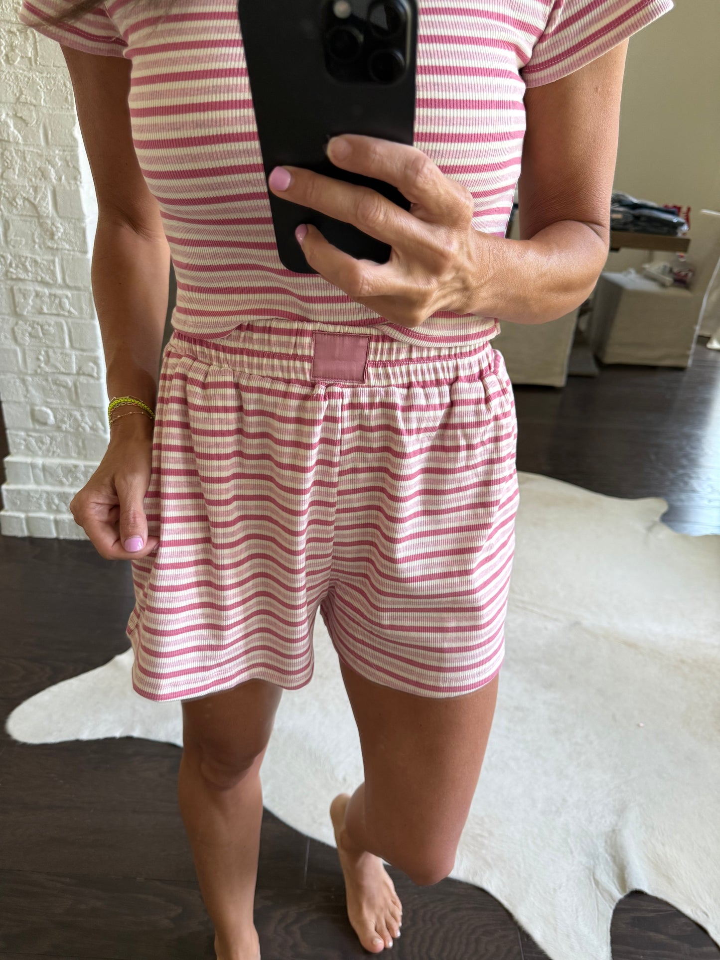 Nicole Striped Shorts- Pink/Rose