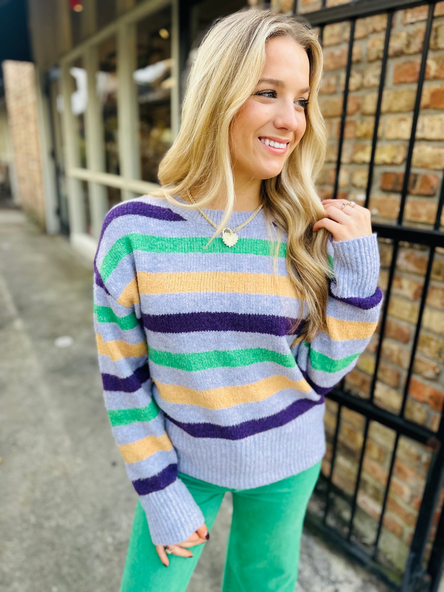 Nyx Stripe MG Sweater- Lavender