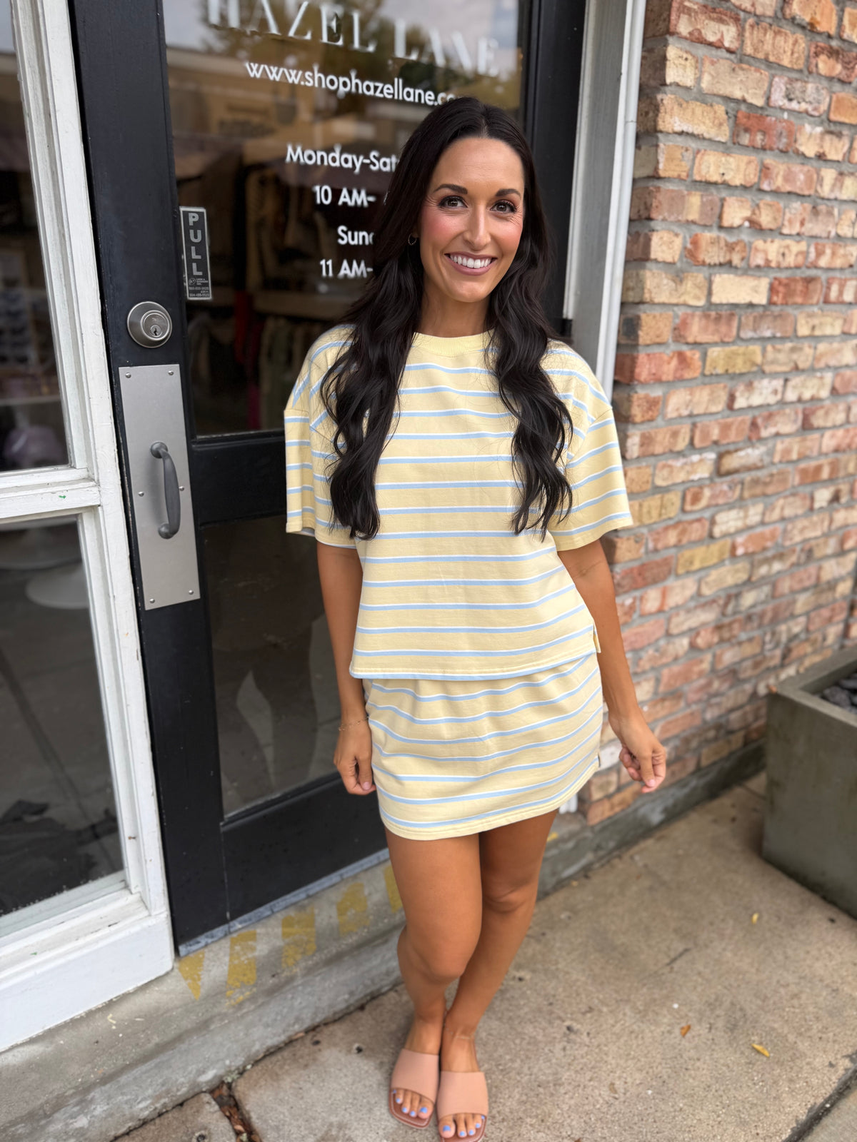 Teva Striped Skort- Yellow/Baby Blue