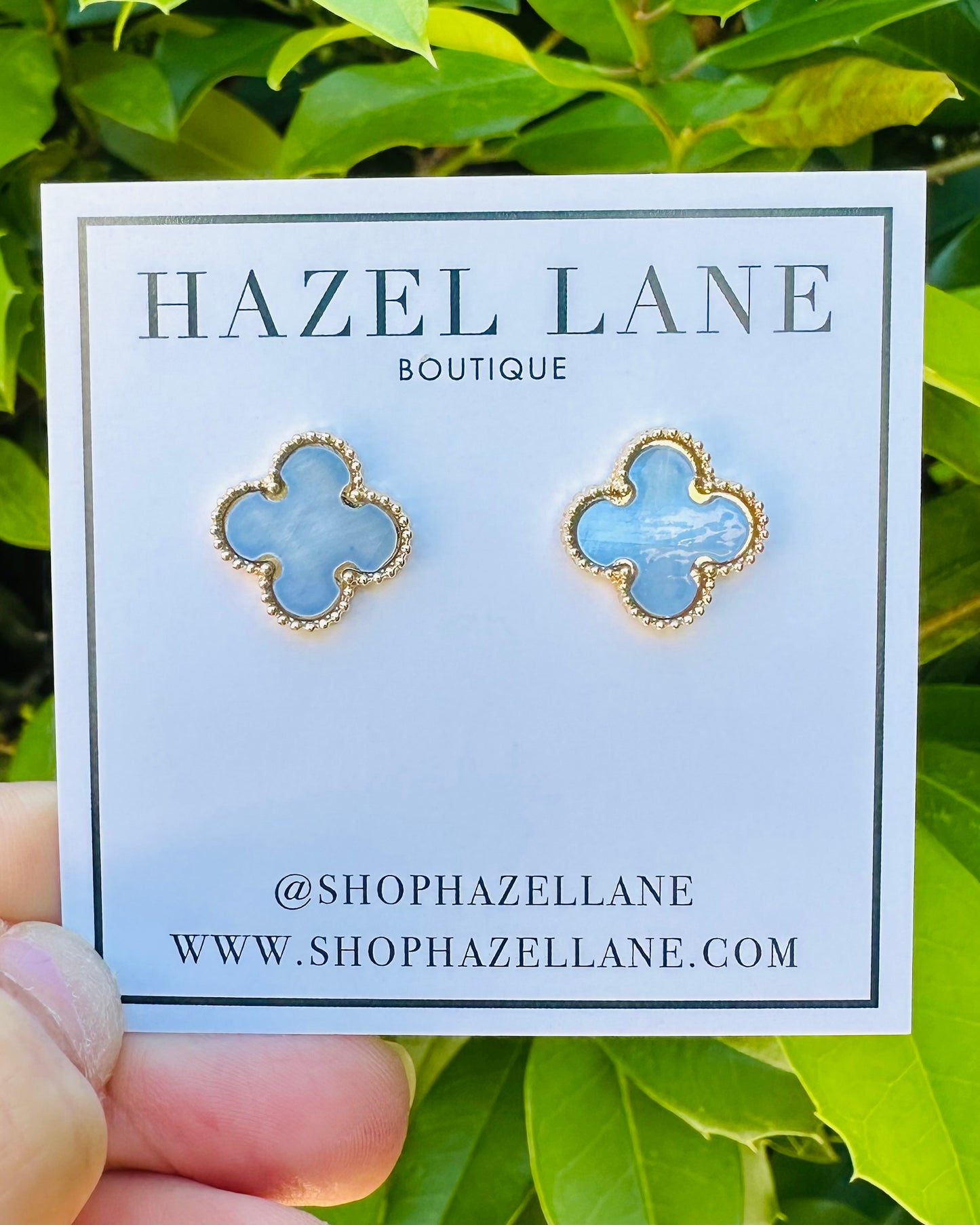 Clover Stud Earrings- Blue
