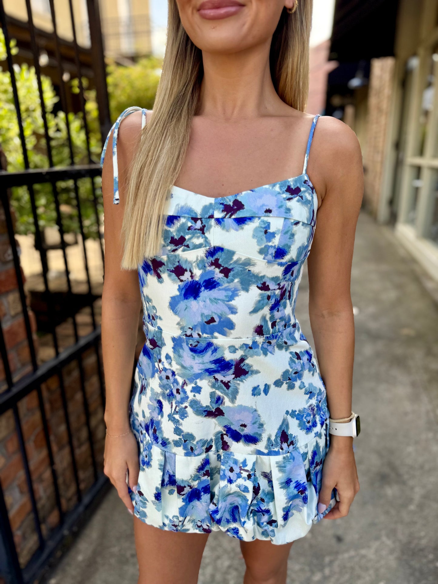 Kyra Mini Dress- Blue Floral