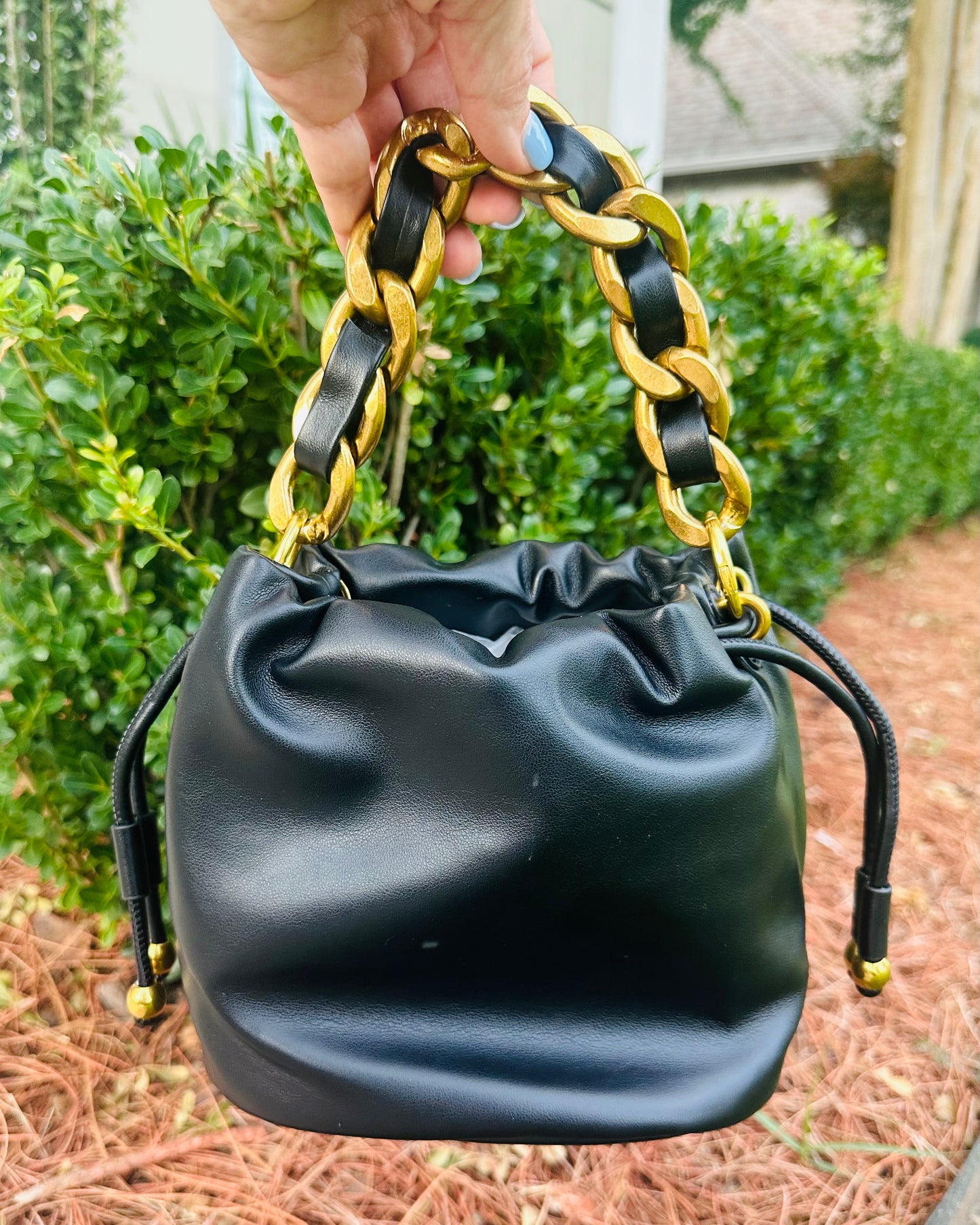 Shandie Faux Leather Bag- Black