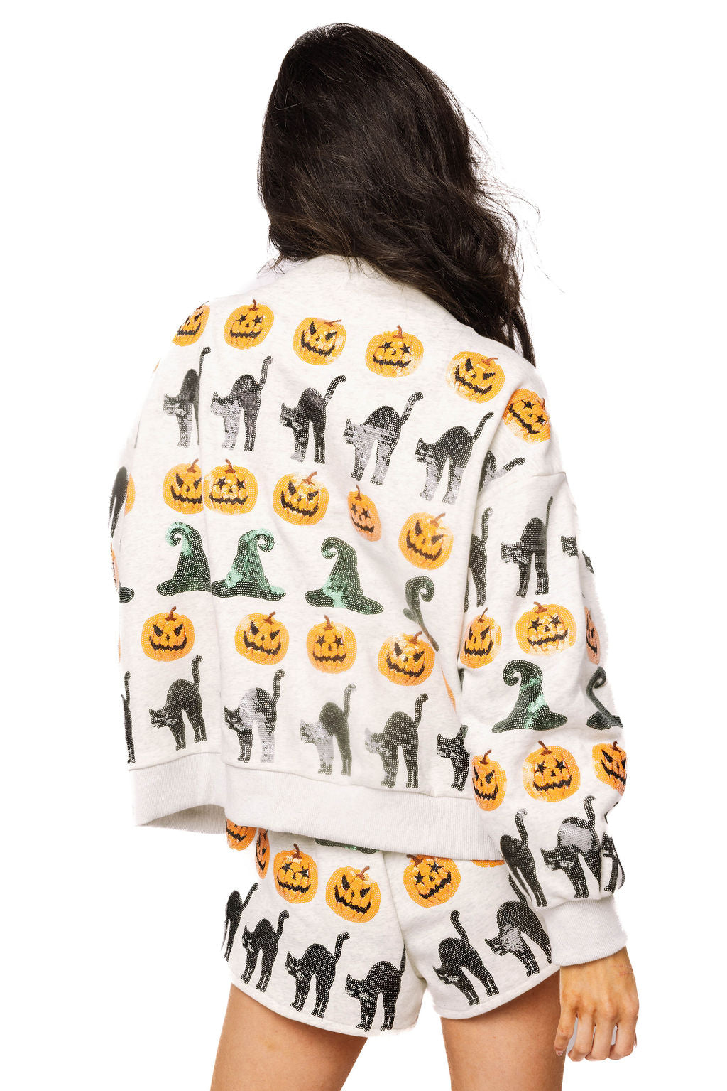 Witch Hat, Pumpkin & Cat Mockneck Sweatshirt