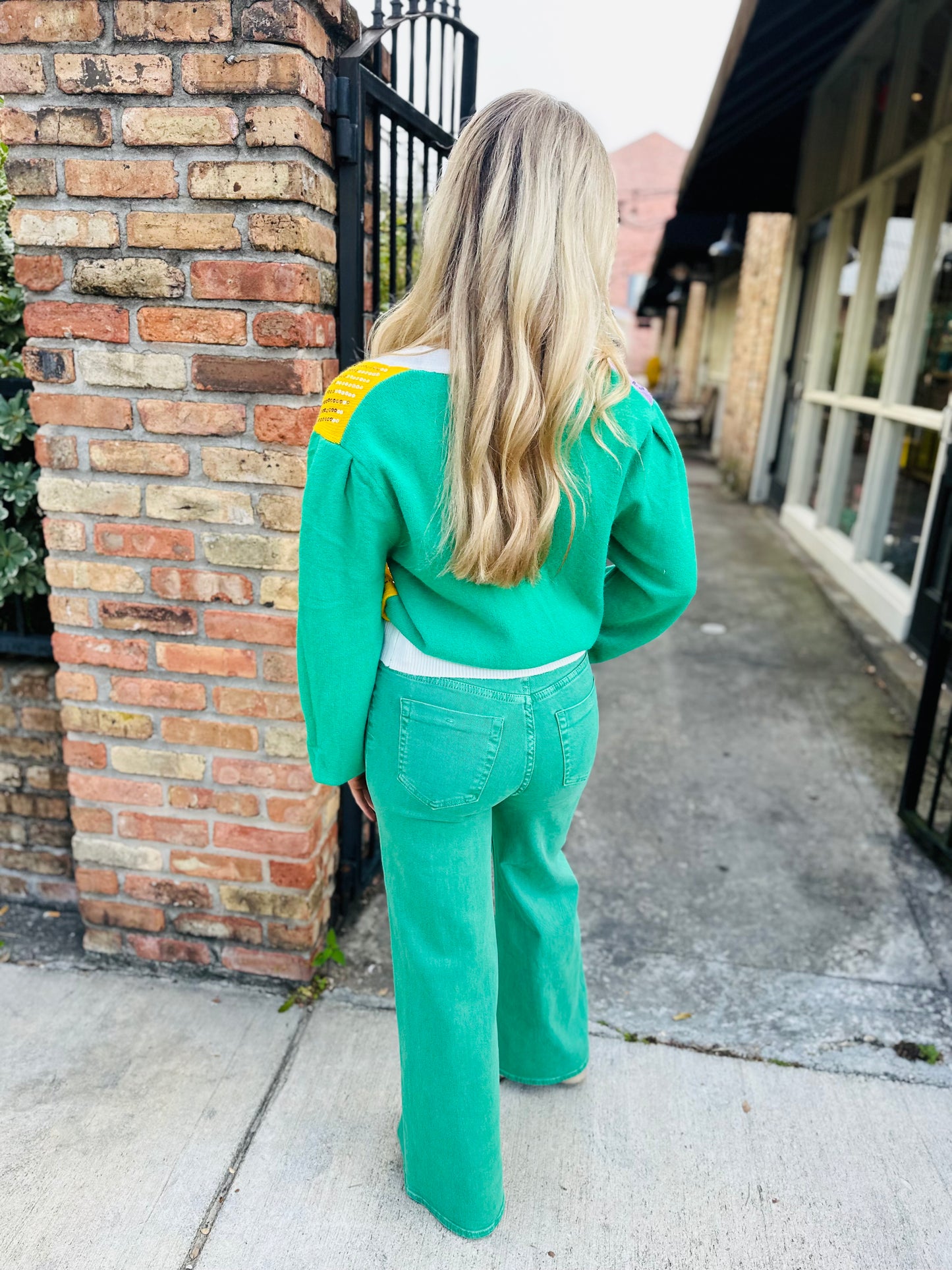 Thoth MG Colorblock Cardigan- Green