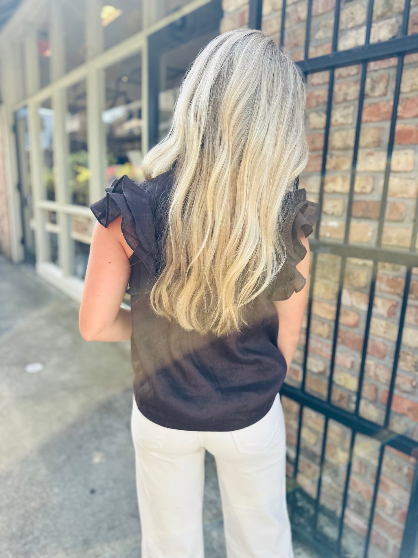 Heidi Linen Top- Coffee Bean