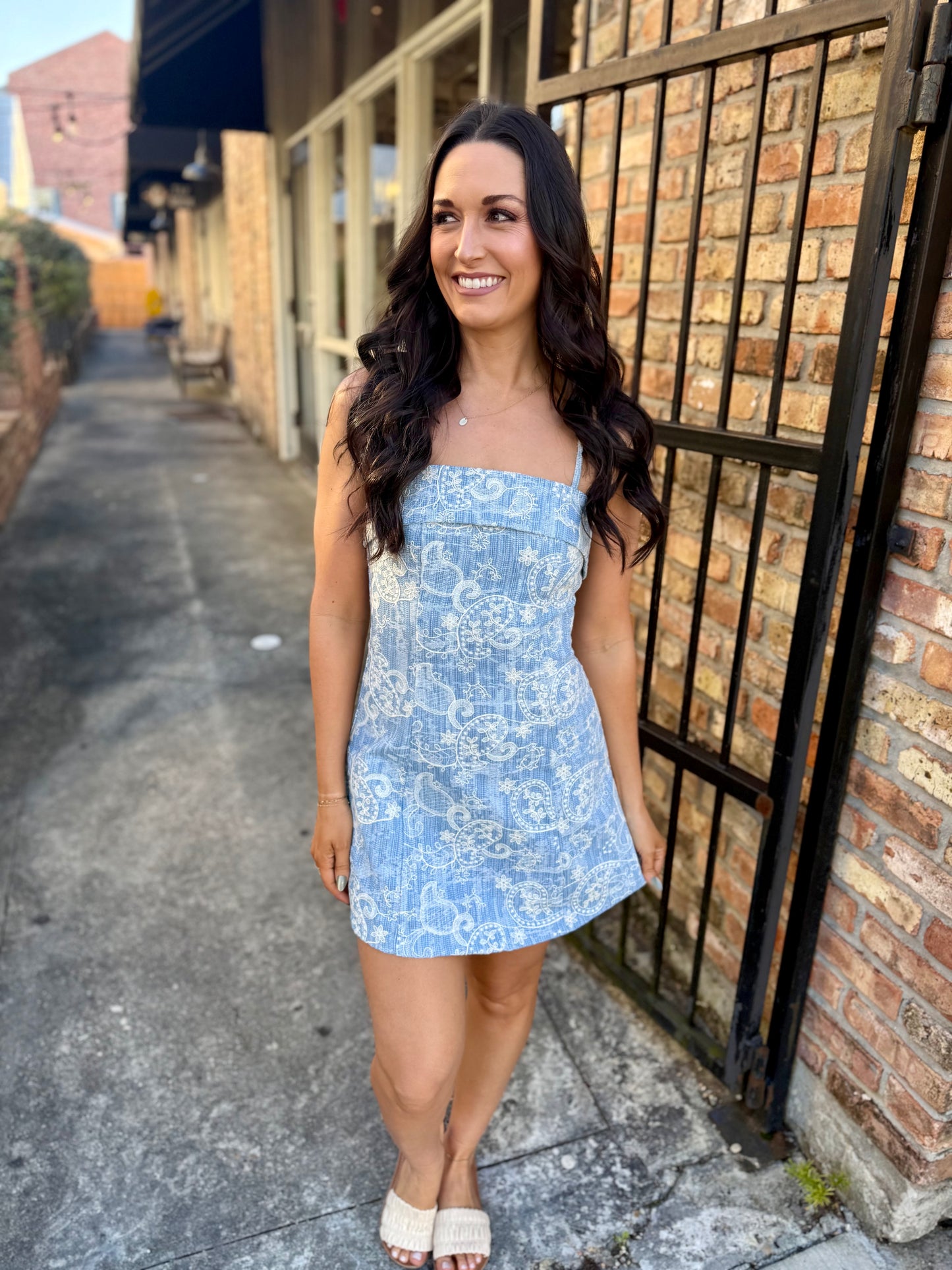 Ingrid Embroidered Denim Dress