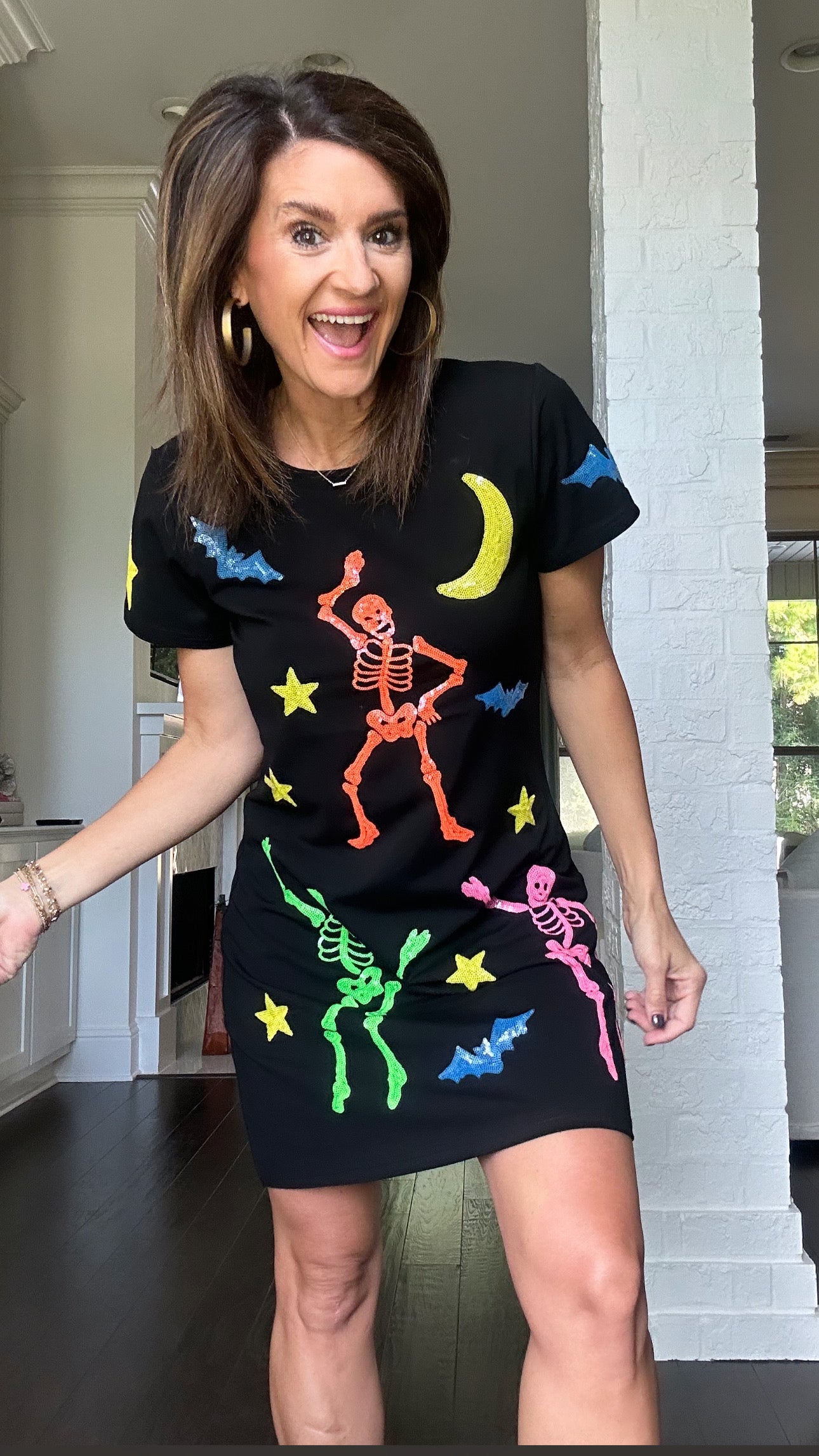 Skeleton Tee Dress- Black