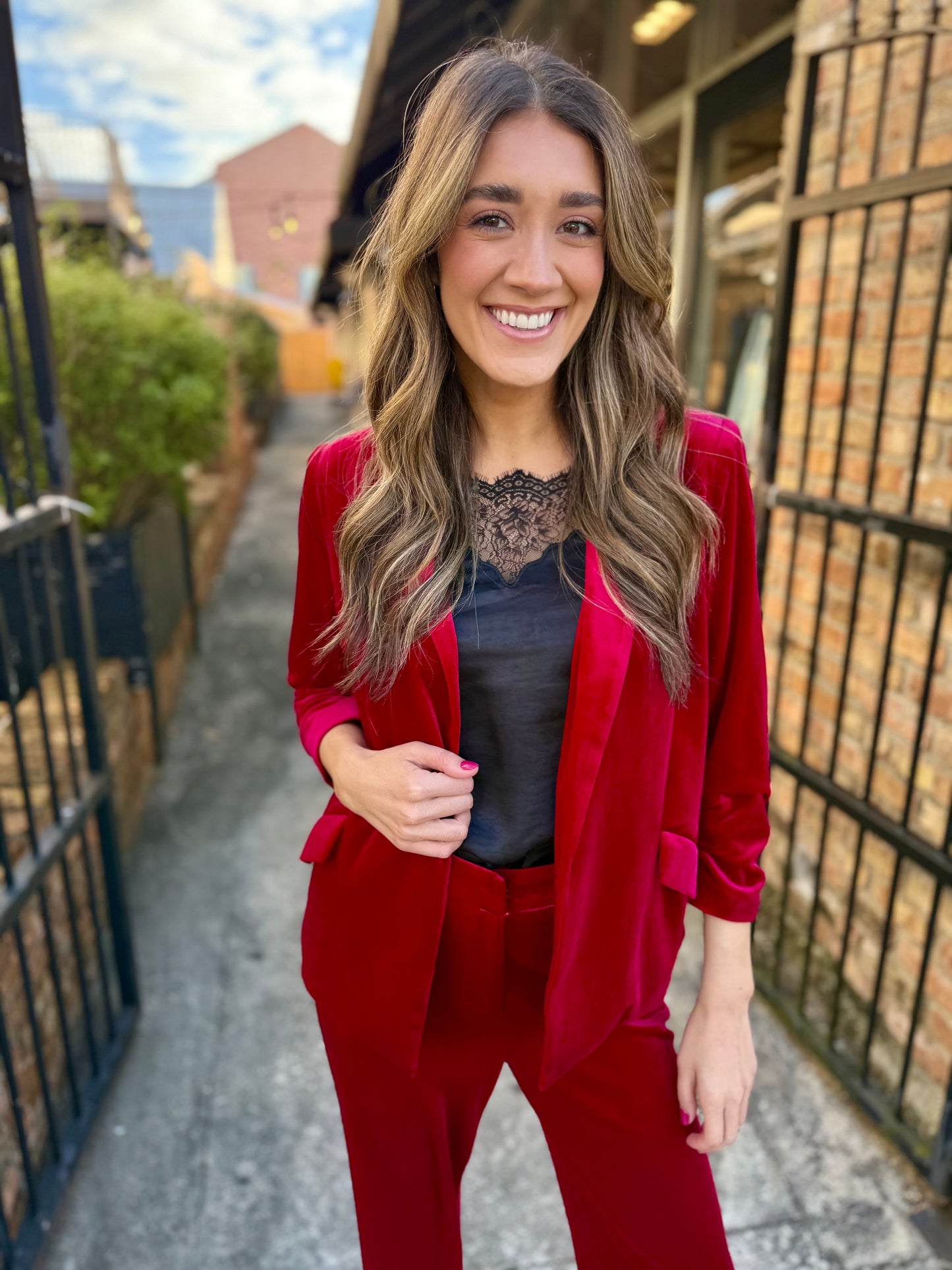 Ashley Velvet Pants- Red