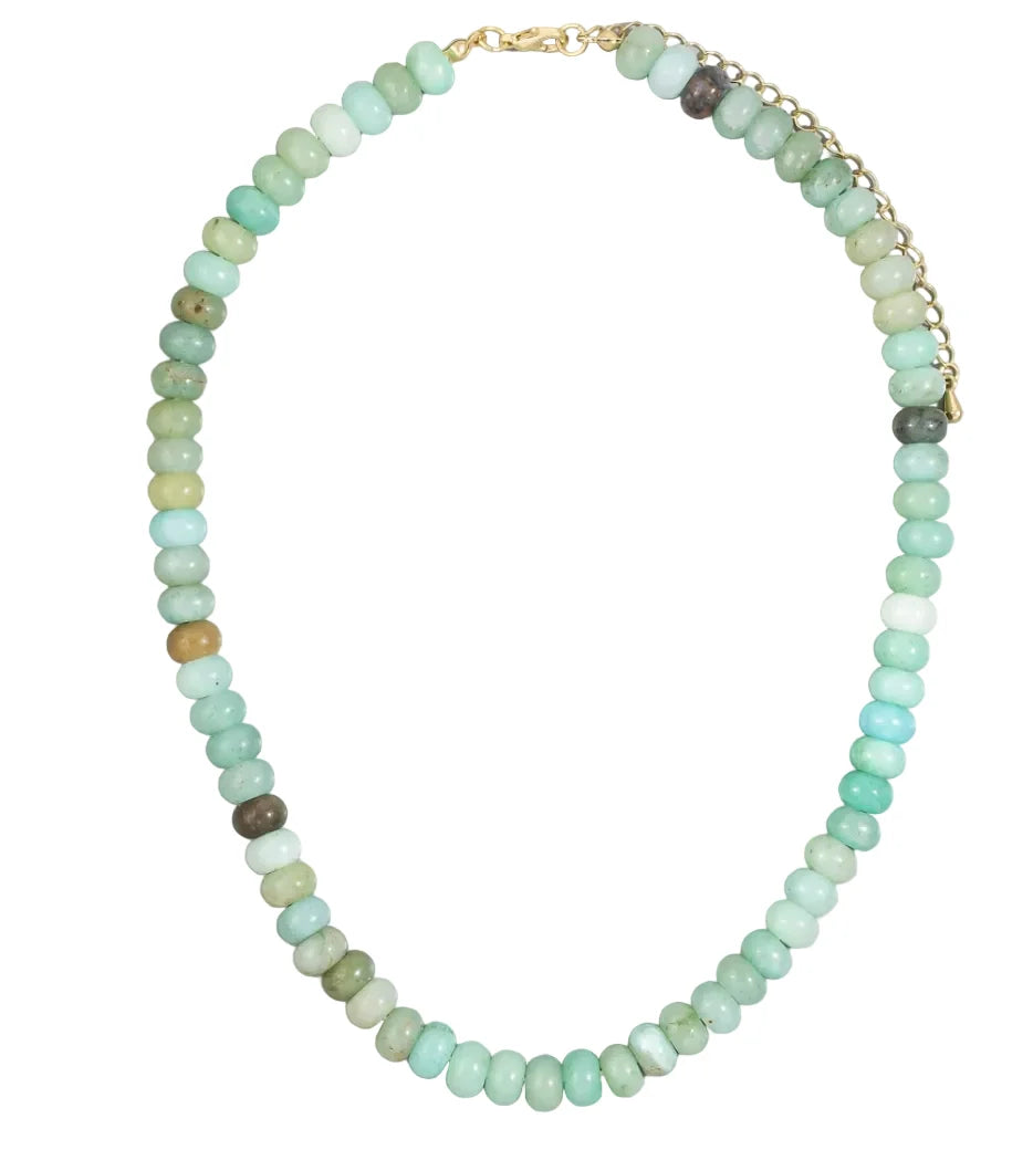 Small Bead Solid Necklace - Green/Blue