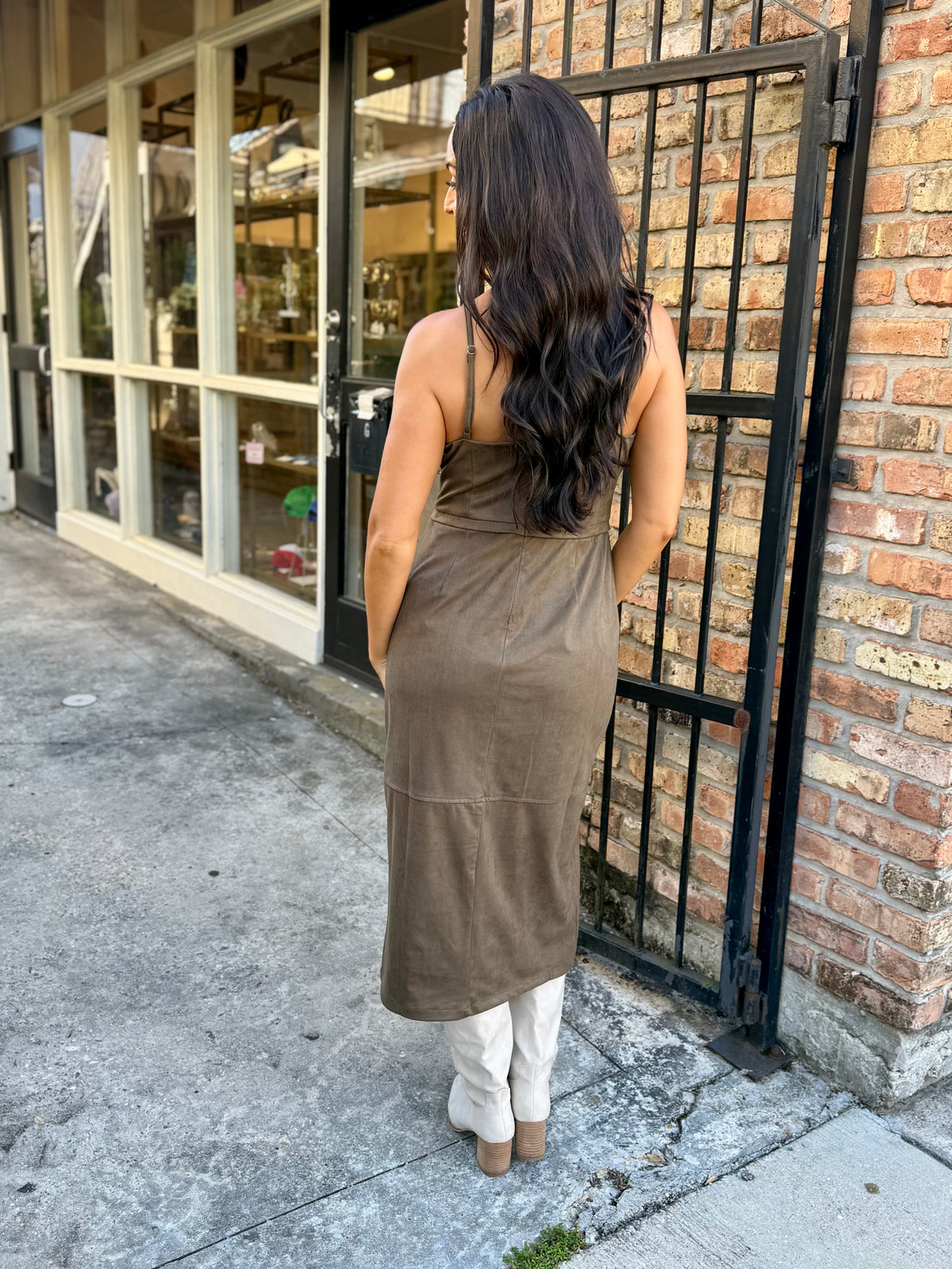 Urban Fall Midi Dress- Olive