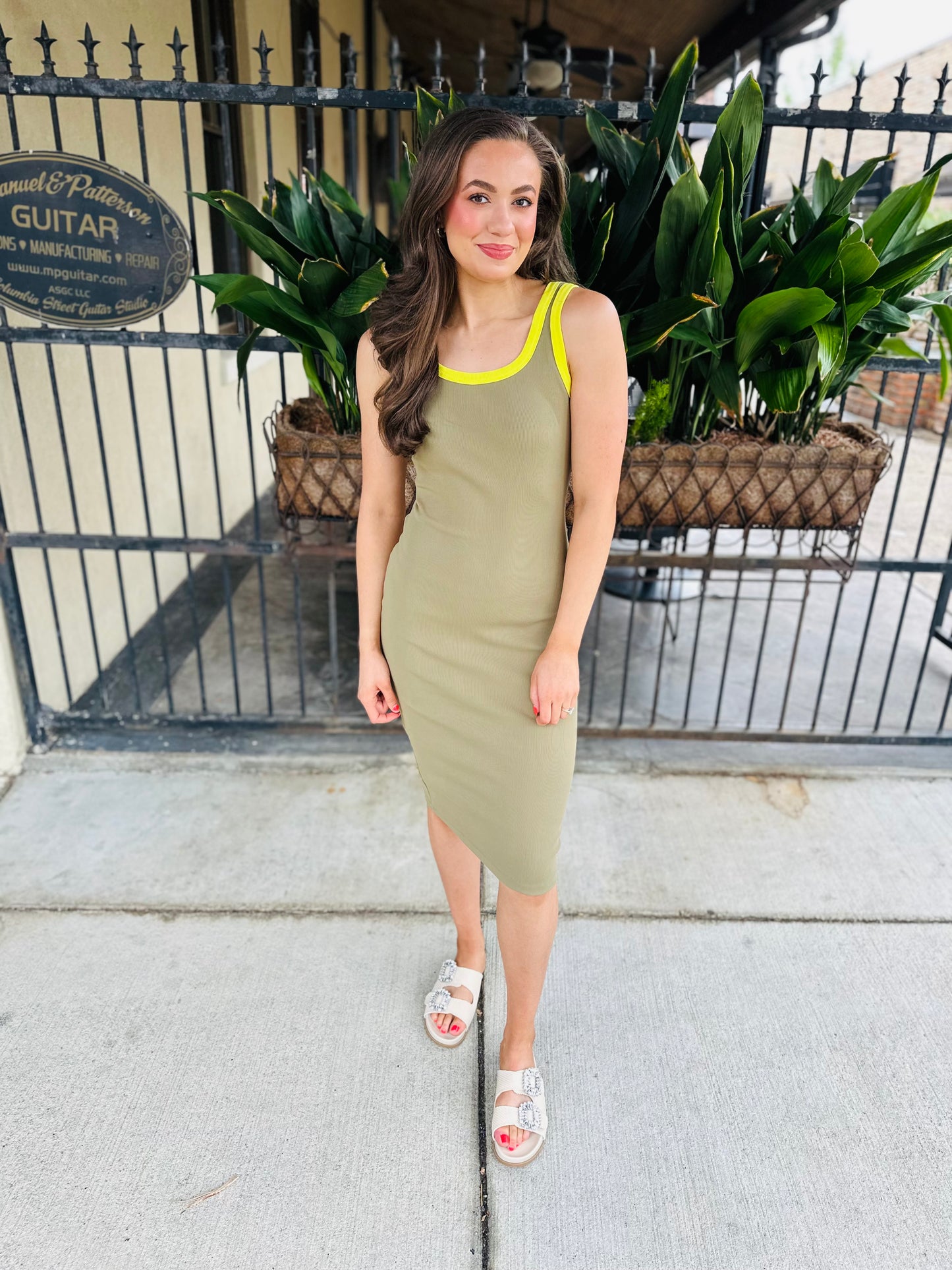 Azalea Dress- Neon/Olive