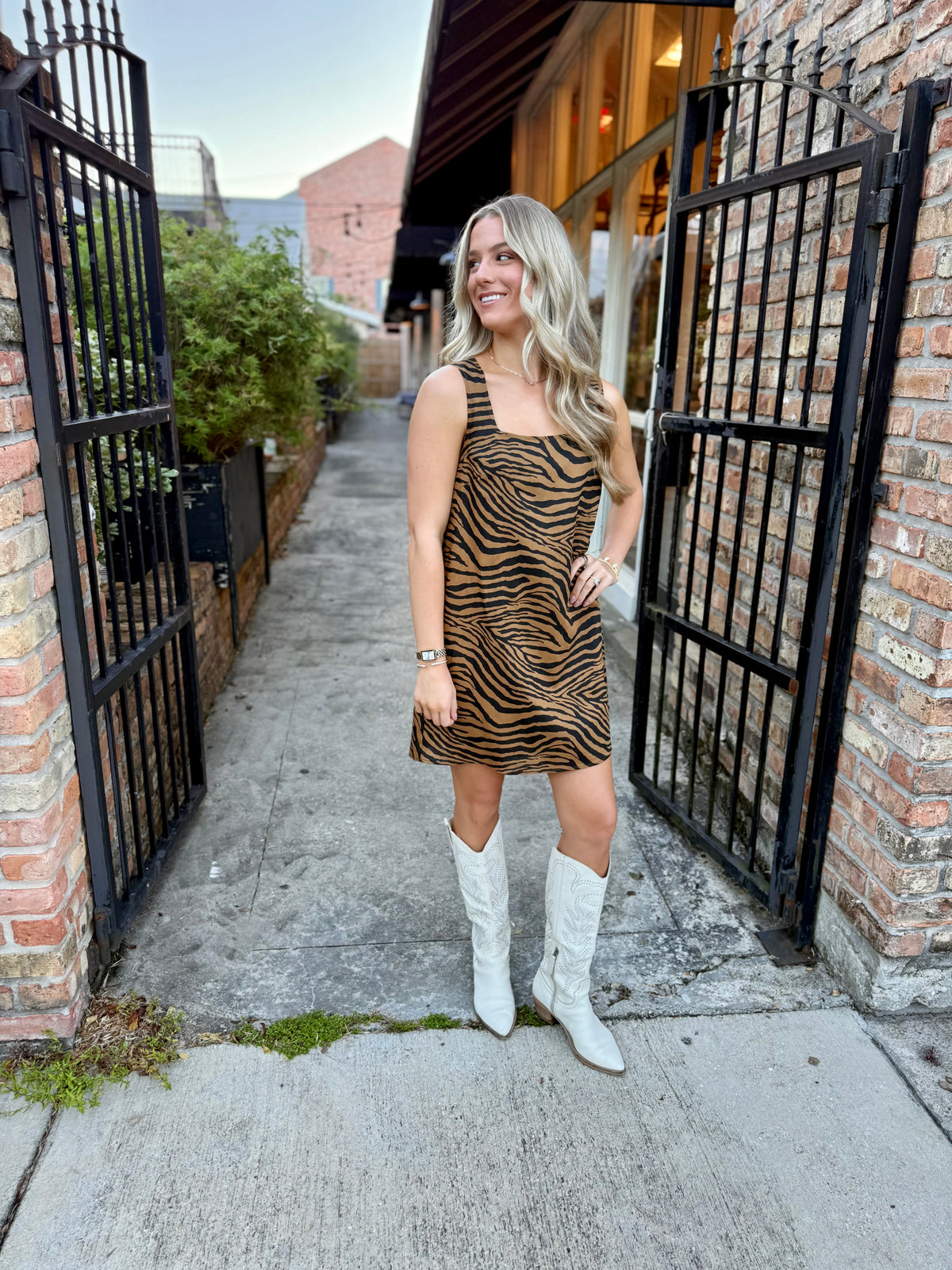 Tiger Print Square Shift Dress