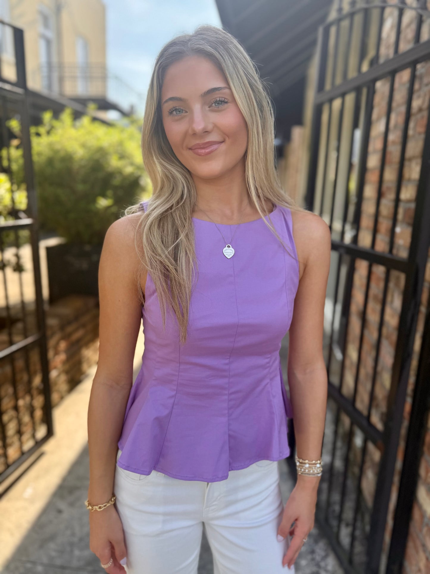 Chad Boatneck Peplum- Purple
