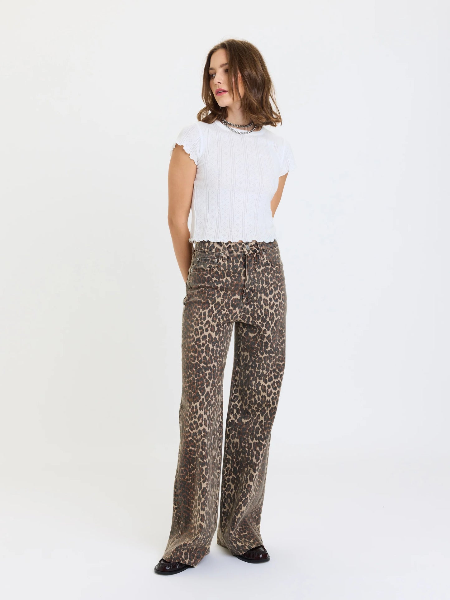 Far Out High Rise Wide Leg- Cool Cat