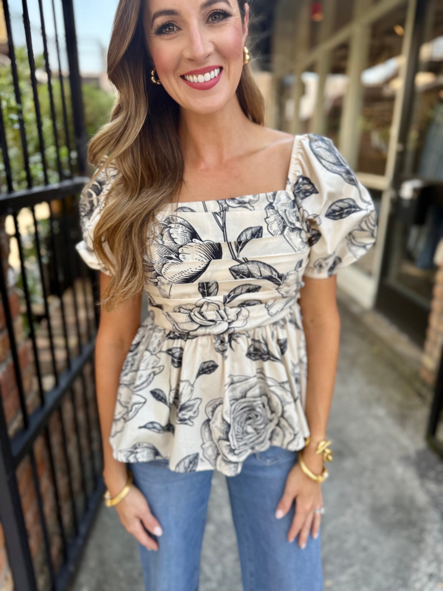 Joshua Square Neck Top- Cream