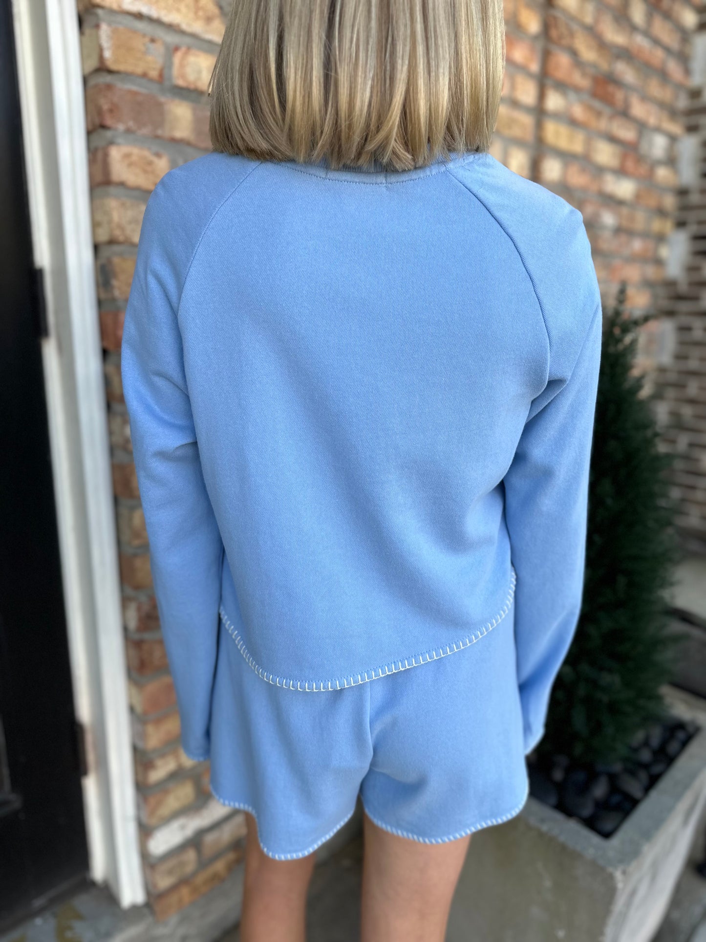 Z Supply Seville Cropped Sweatshirt- Surf Blue