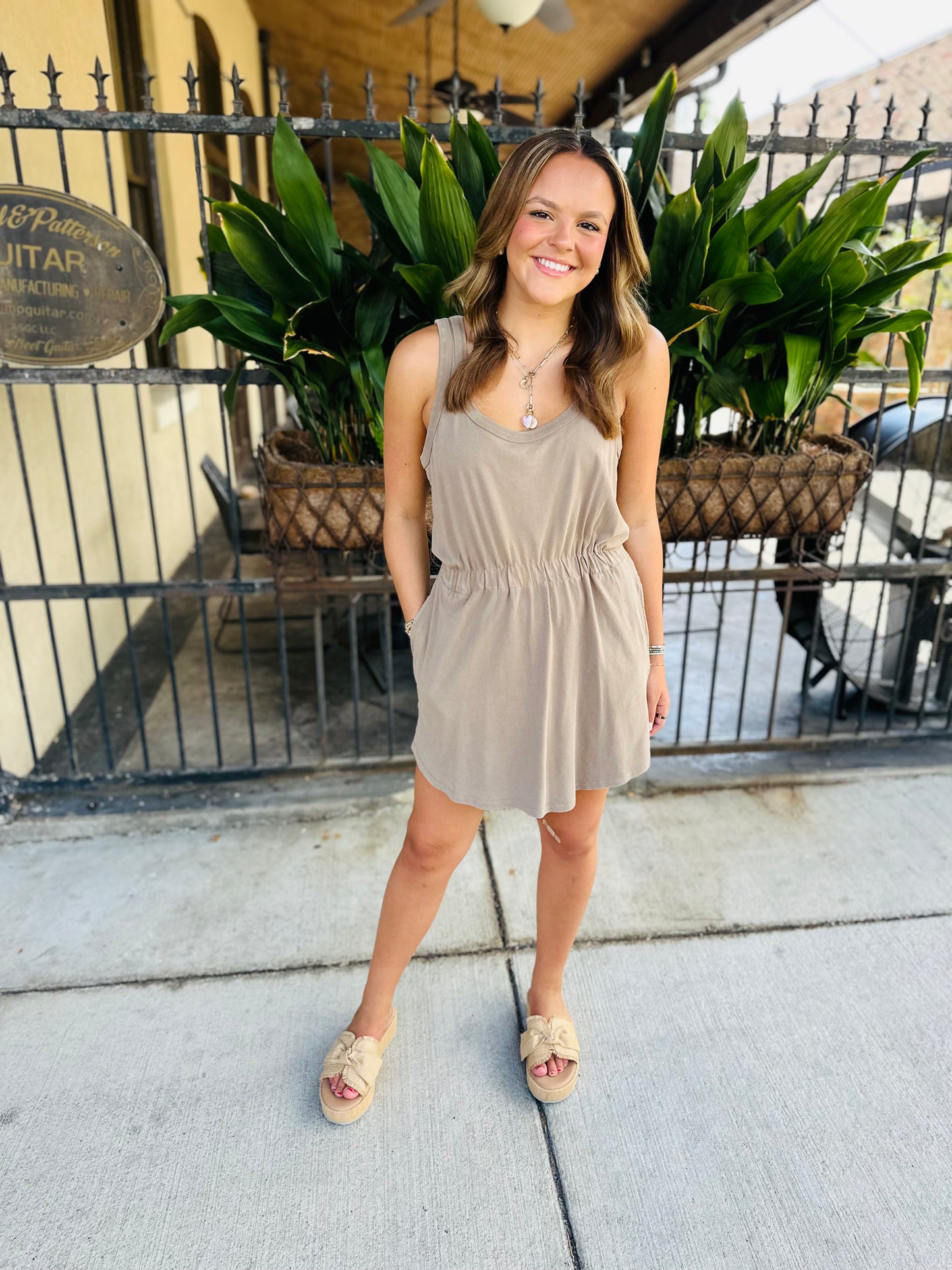 Z Supply Keegan Mini Dress- Iced Coffee