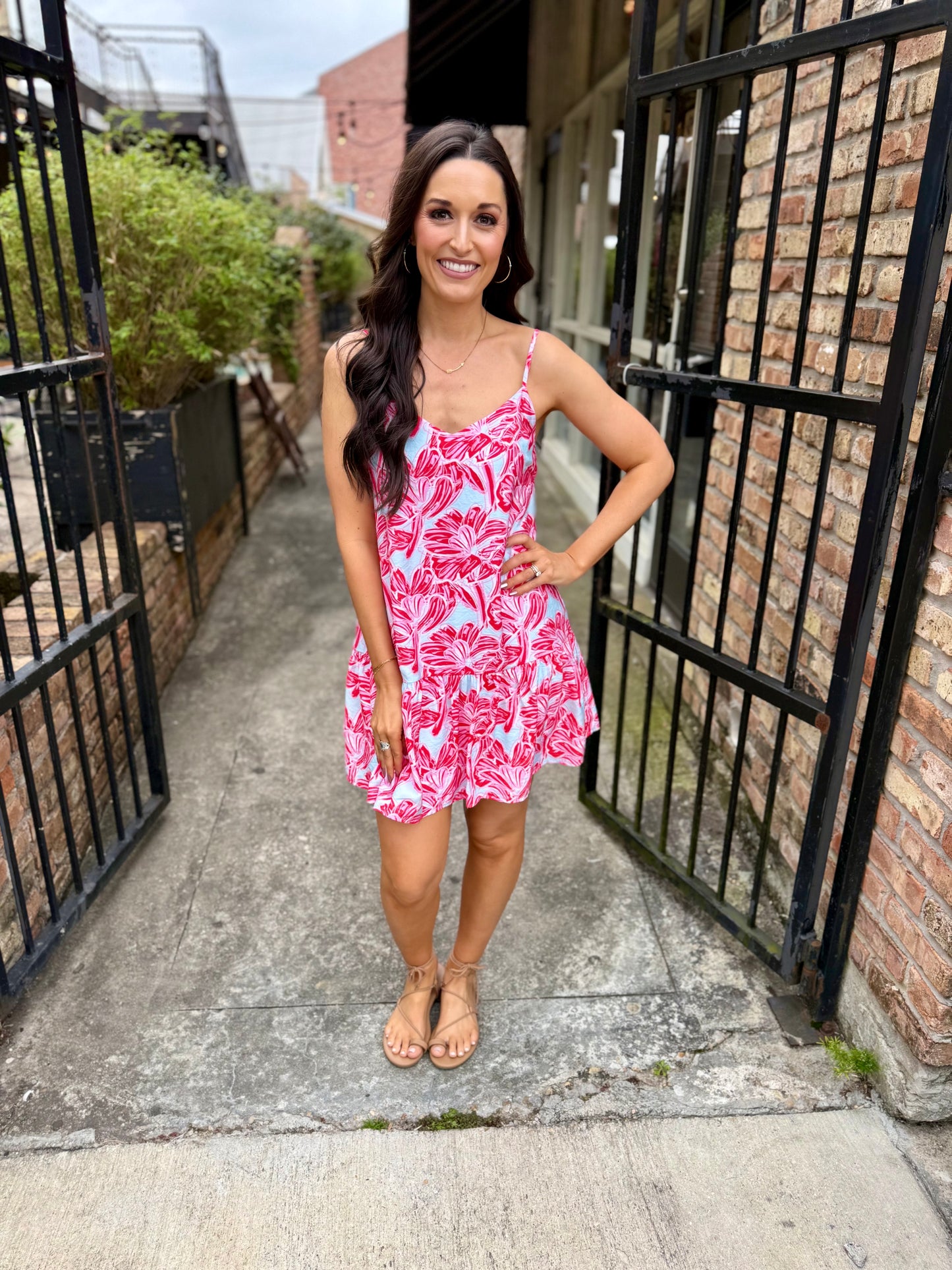Tropical Slip Dress- Red