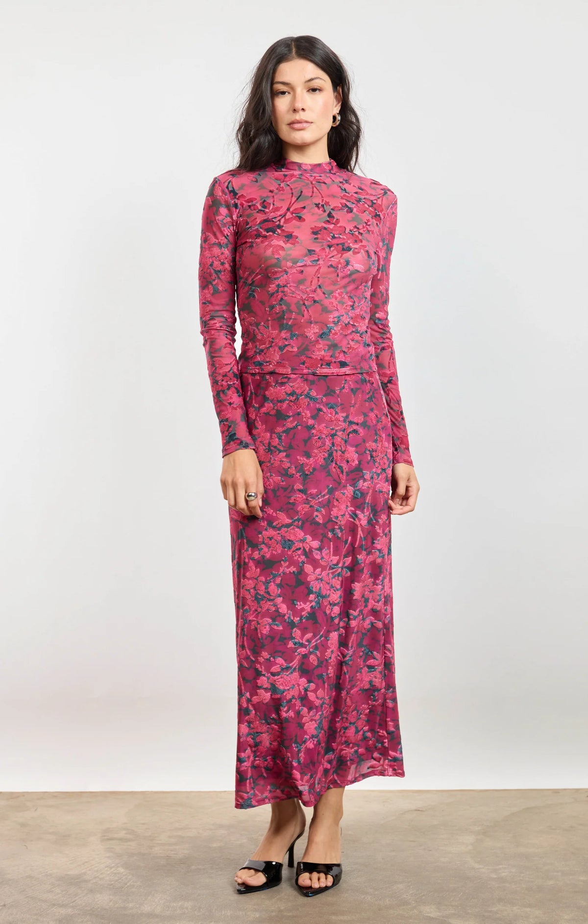 Velvet Rebellion Mock Neck- Fuchsia